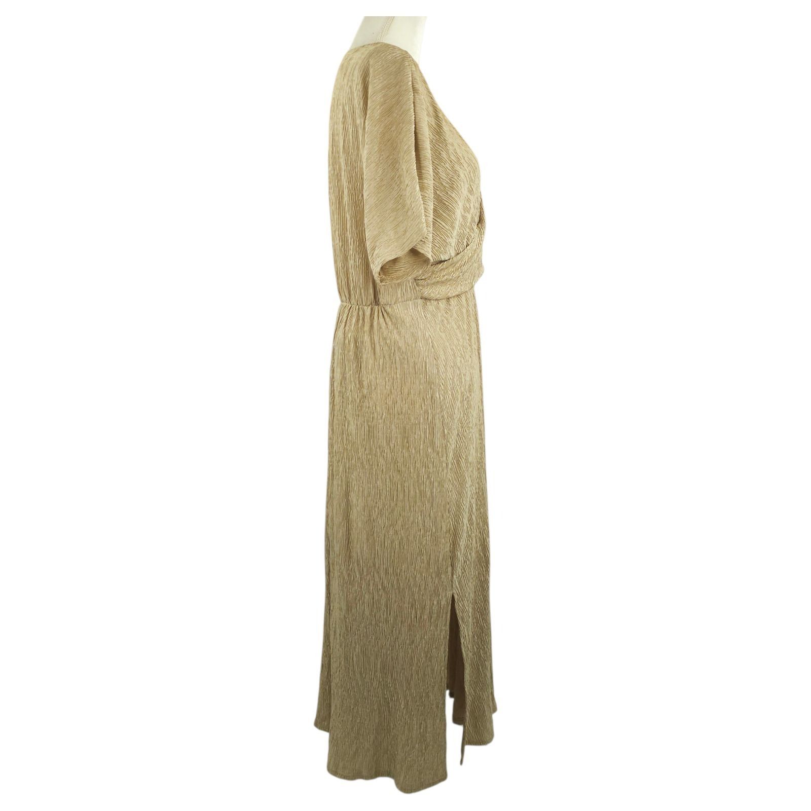 Other Jodifl Dress L Metallic Gold Shimmer Cross Front Maxi Slits Size L / US 10 / IT 46 - 12 Thumbnail