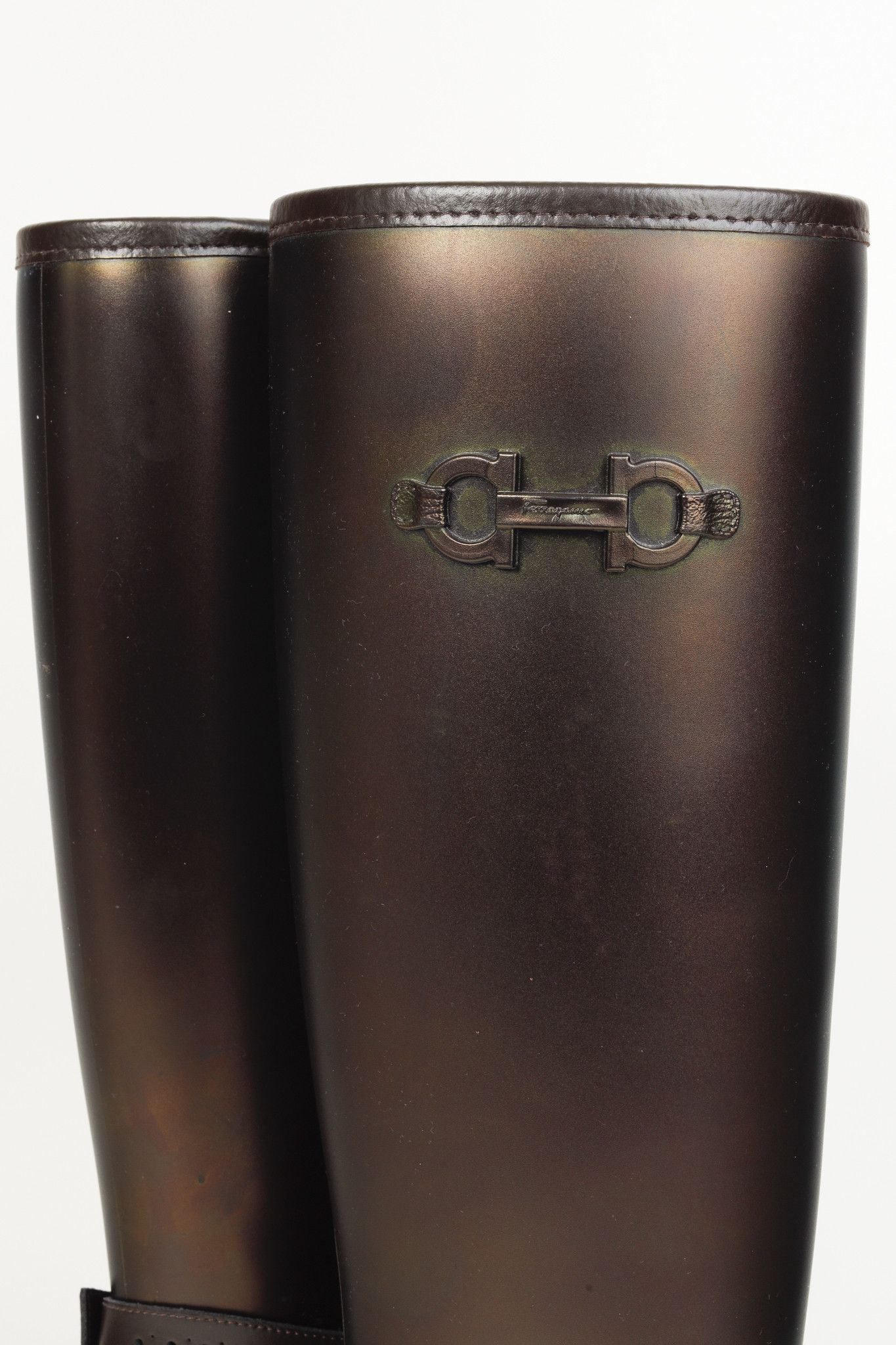 Salvatore Ferragamo Salvatore Ferragamo Tahla Iridescent Rubber High Rain Boots Size US 5 / IT 35 - 9 Thumbnail