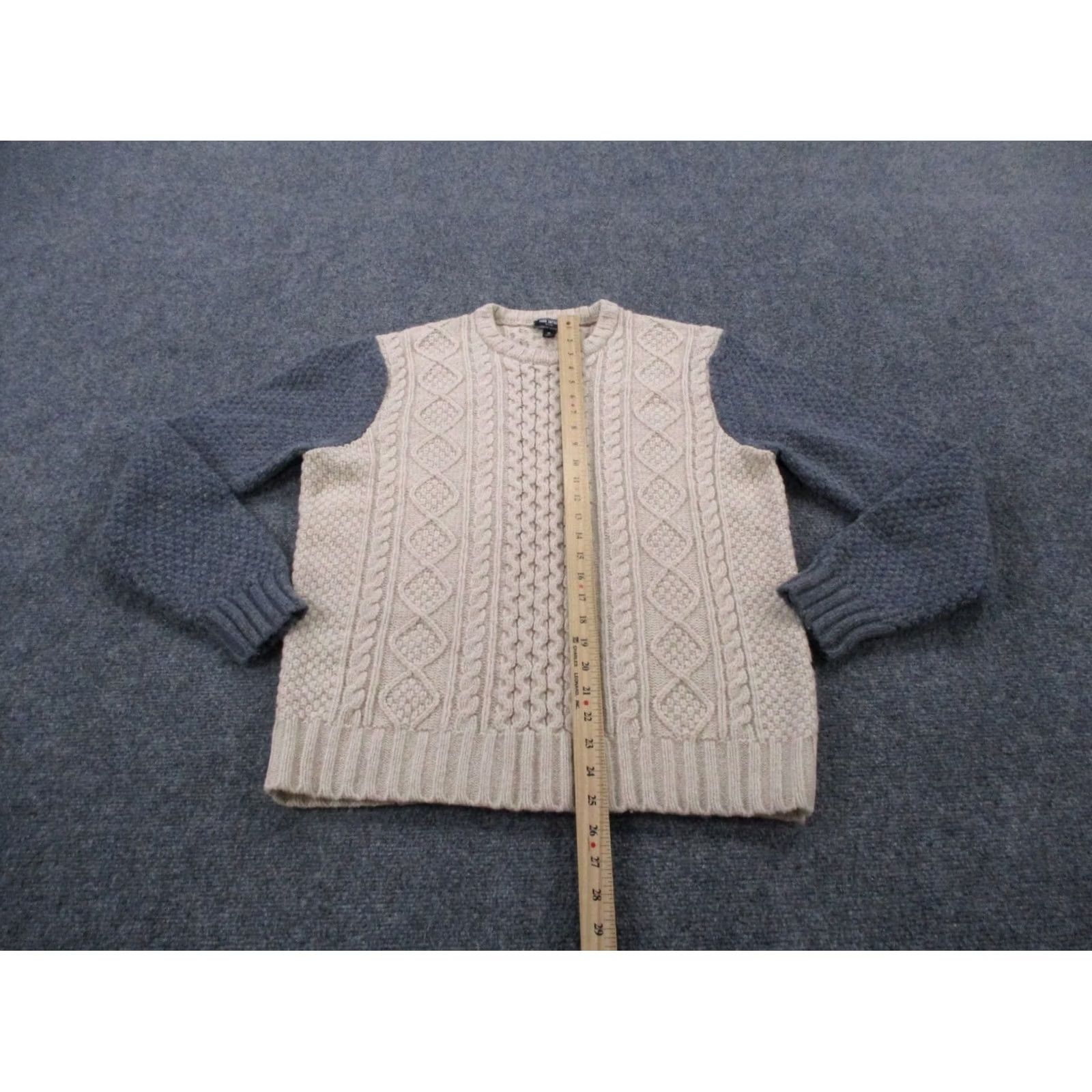 Todd Snyder Todd Snyder Sweater Mens M Beige Gray Lambs Wool Cable Knit Pullover Size US M / EU 48-50 / 2 - 3 Thumbnail