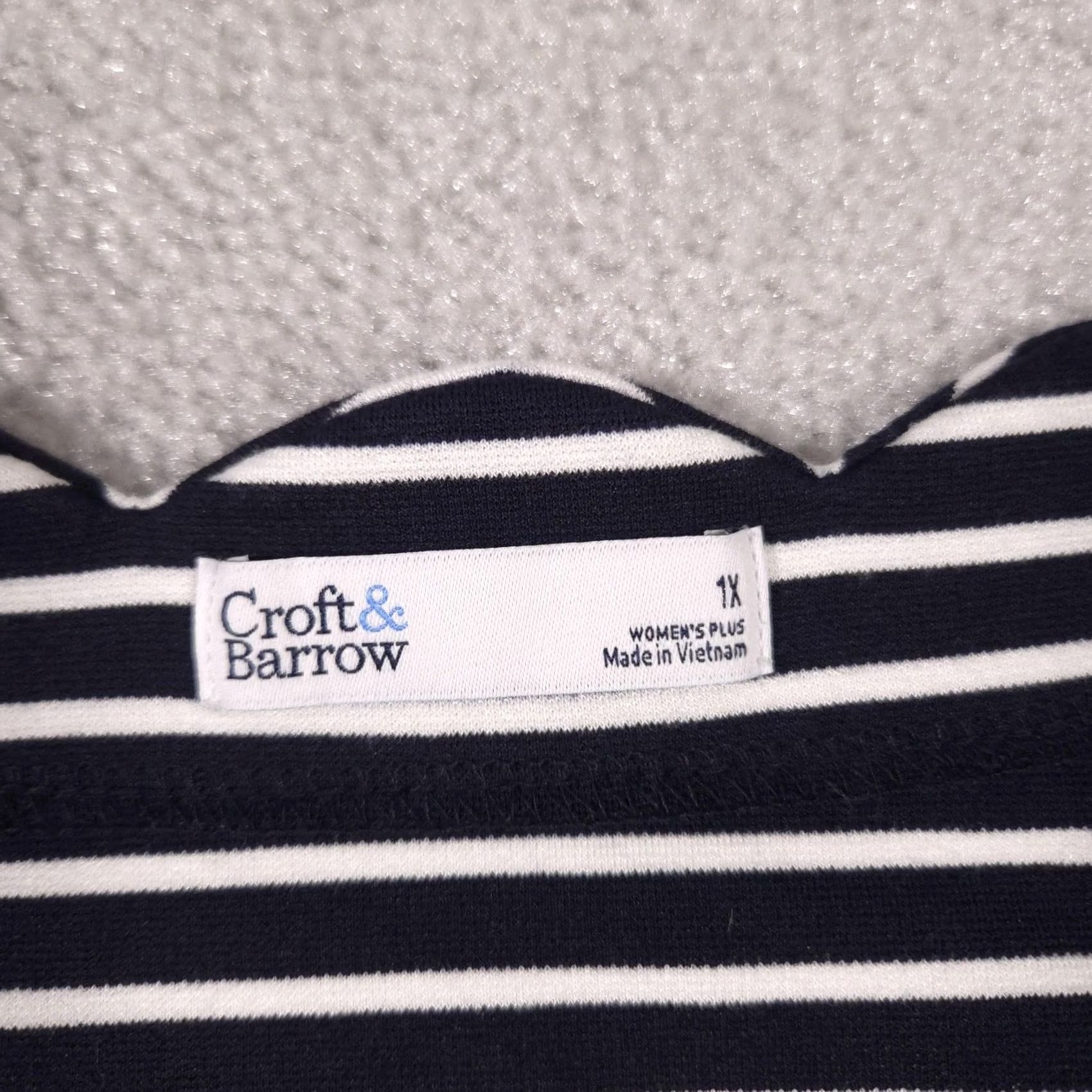 Croft & Barrow Croft & Barrow Dress T-Shirt Dress Womens 1X Navy White Stripe Scallop Neck Casual Size XL / US 12-14 / IT 48-50 - 5 Thumbnail