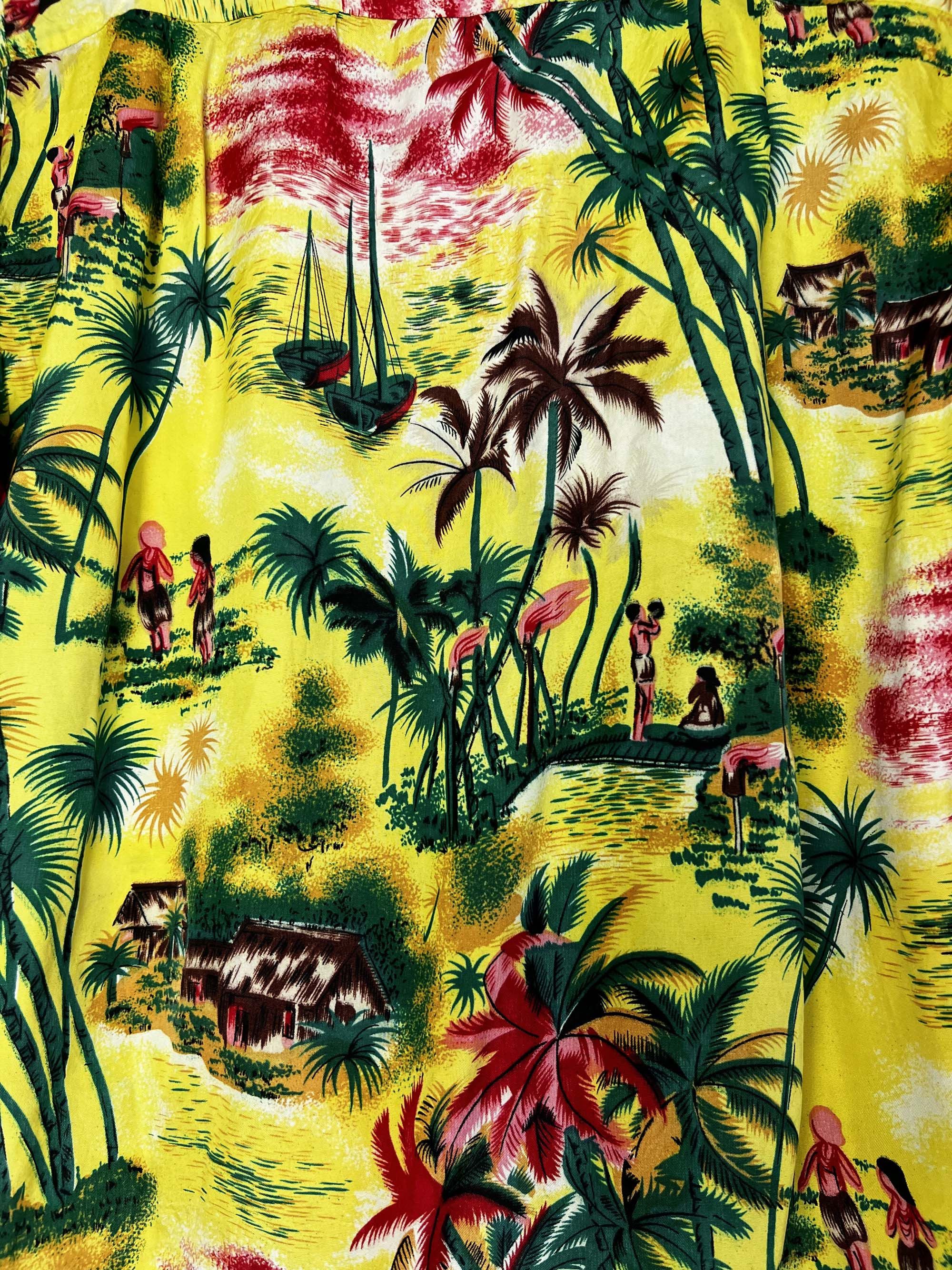 Vintage Vintage 1940's-1950's TAHITI Rayon Island Palm Tree Shirt Size US M / EU 48-50 / 2 - 14 Thumbnail