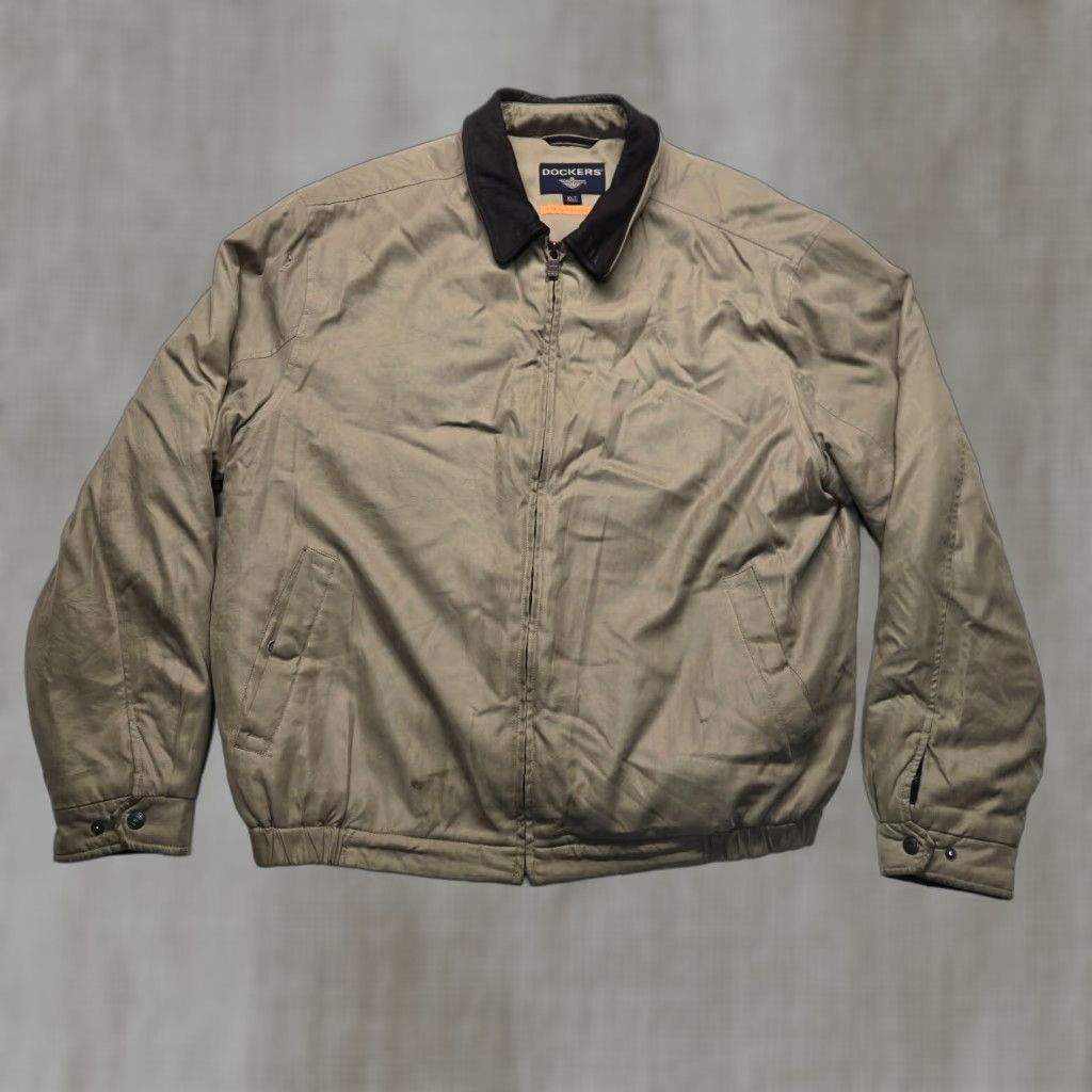 Dockers VINTAGE DOCKERS Jacket Bomber Mens XLT Beige Nylon Full Zip Stain Defender Premium Outdoor Fall Winter Mens Size US XL / EU 56 / 4 - 1 Thumbnail