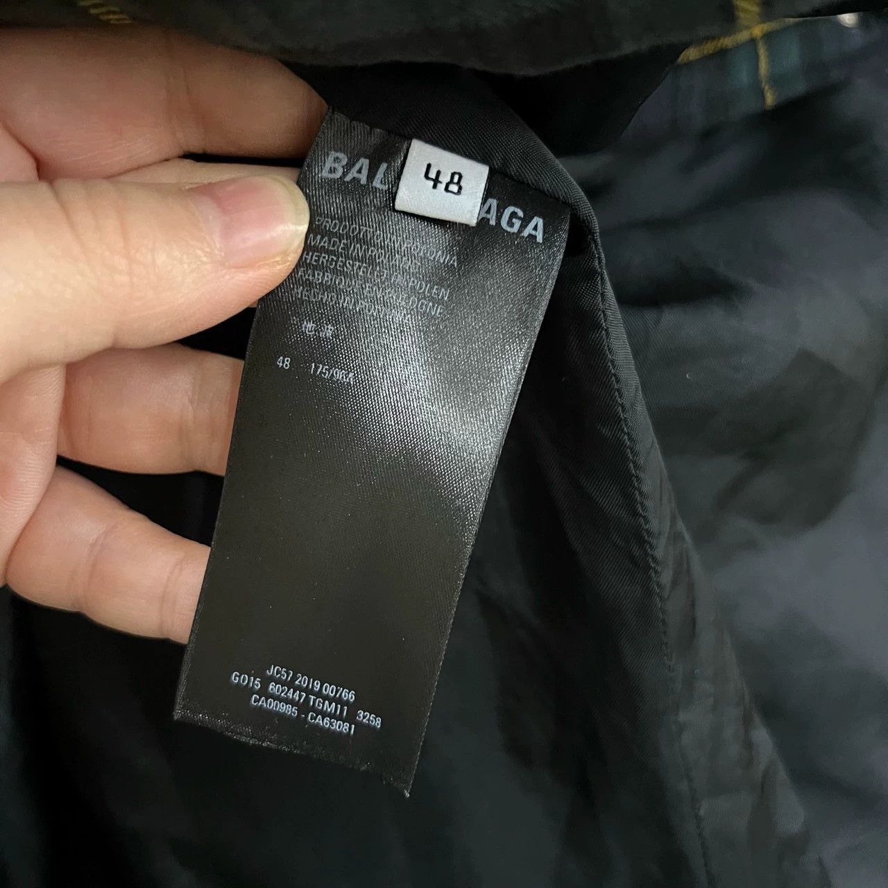 balenciaga plaid logo embroidered jacket size 48