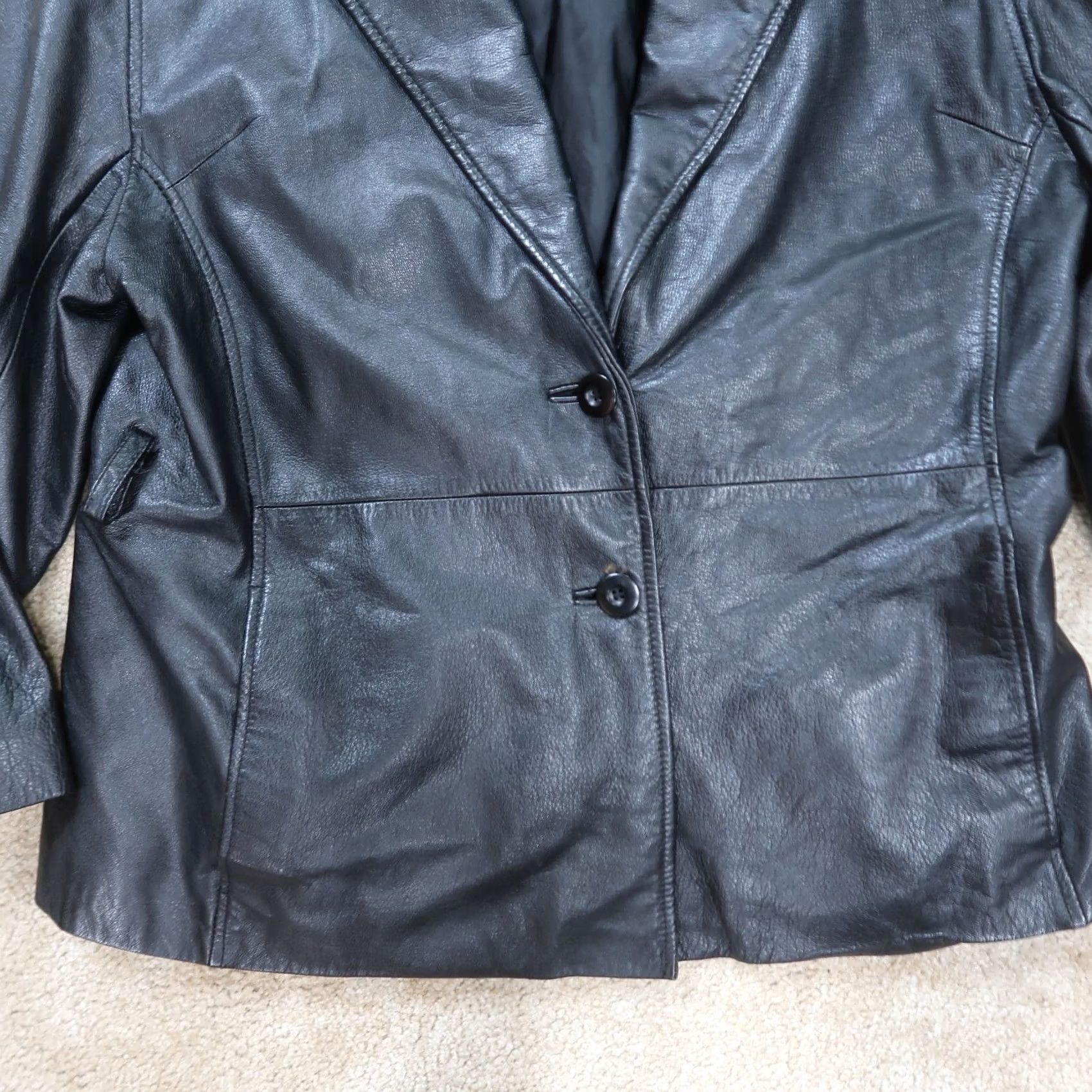 Vintage VINTAGE Wilsons Black Leather Jacket Women's XL Button Front Insulated Coat Size XL / US 12-14 / IT 48-50 - 2 Thumbnail