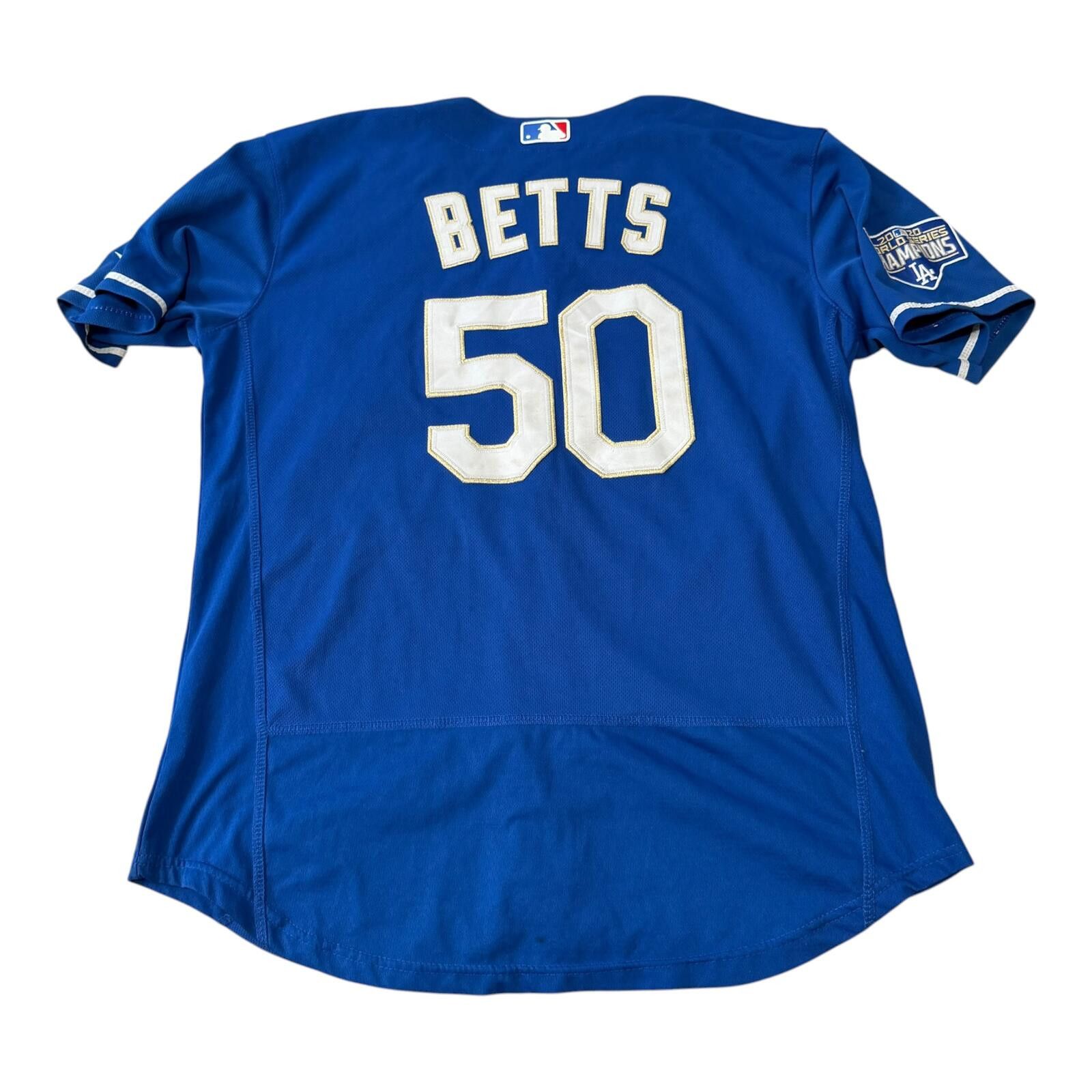 Nike Mookie Betts Nike LA Dodgers 2020 World Series Jersey GOLD Size US L / EU 52-54 / 3 - 2 Thumbnail