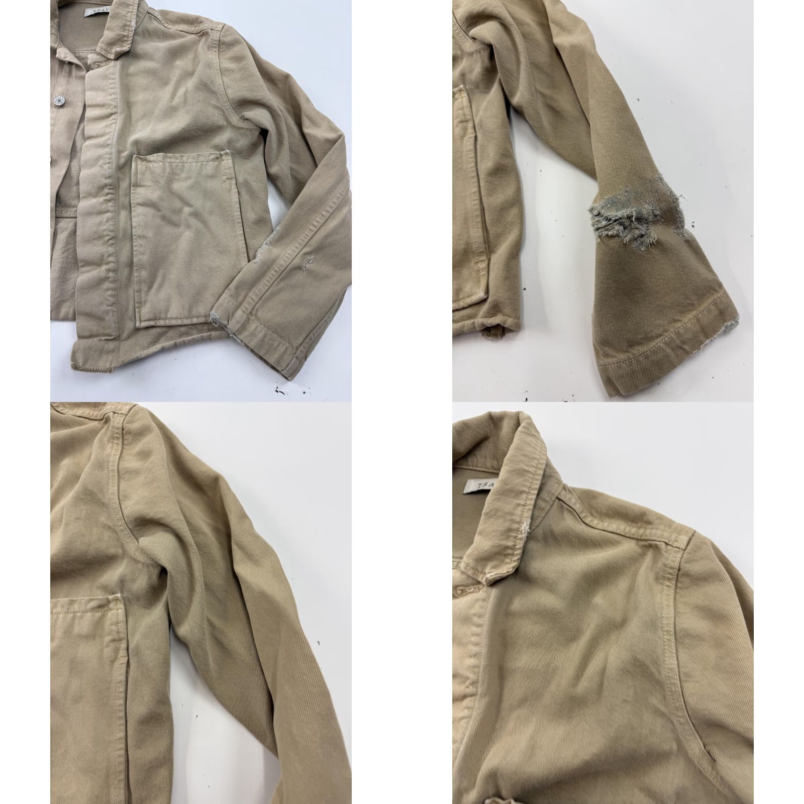 Vintage Trave Jacket Womens Small Beige Jane Cropped Twill Snap Front Utility Chore Size S / US 4 / IT 40 - 8 Thumbnail