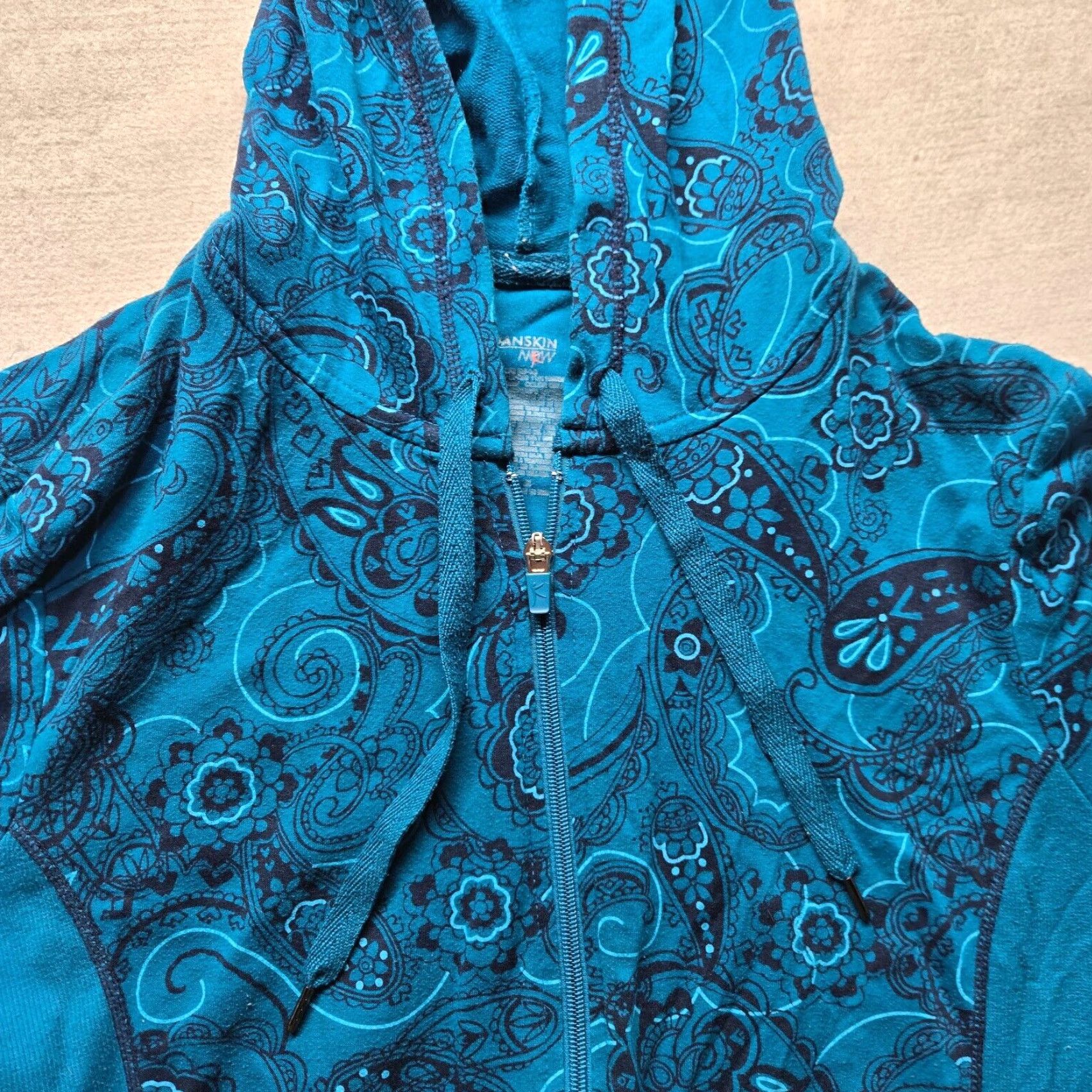 Vintage Danskin Now Blue Paisley Full Zip Sweater Women L Size L / US 10 / IT 46 - 2 Thumbnail