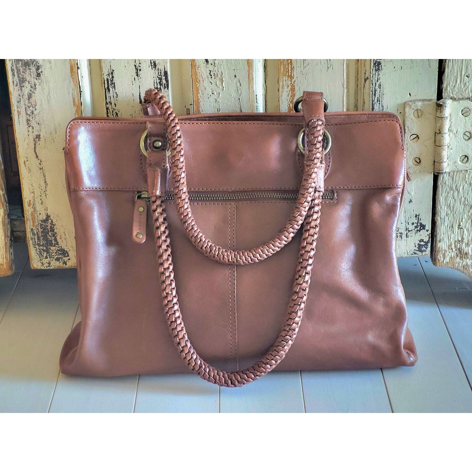Other Leather Tote Bag Woven Brown Vintage Gorgeous Patina Size ONE SIZE - 2 Thumbnail
