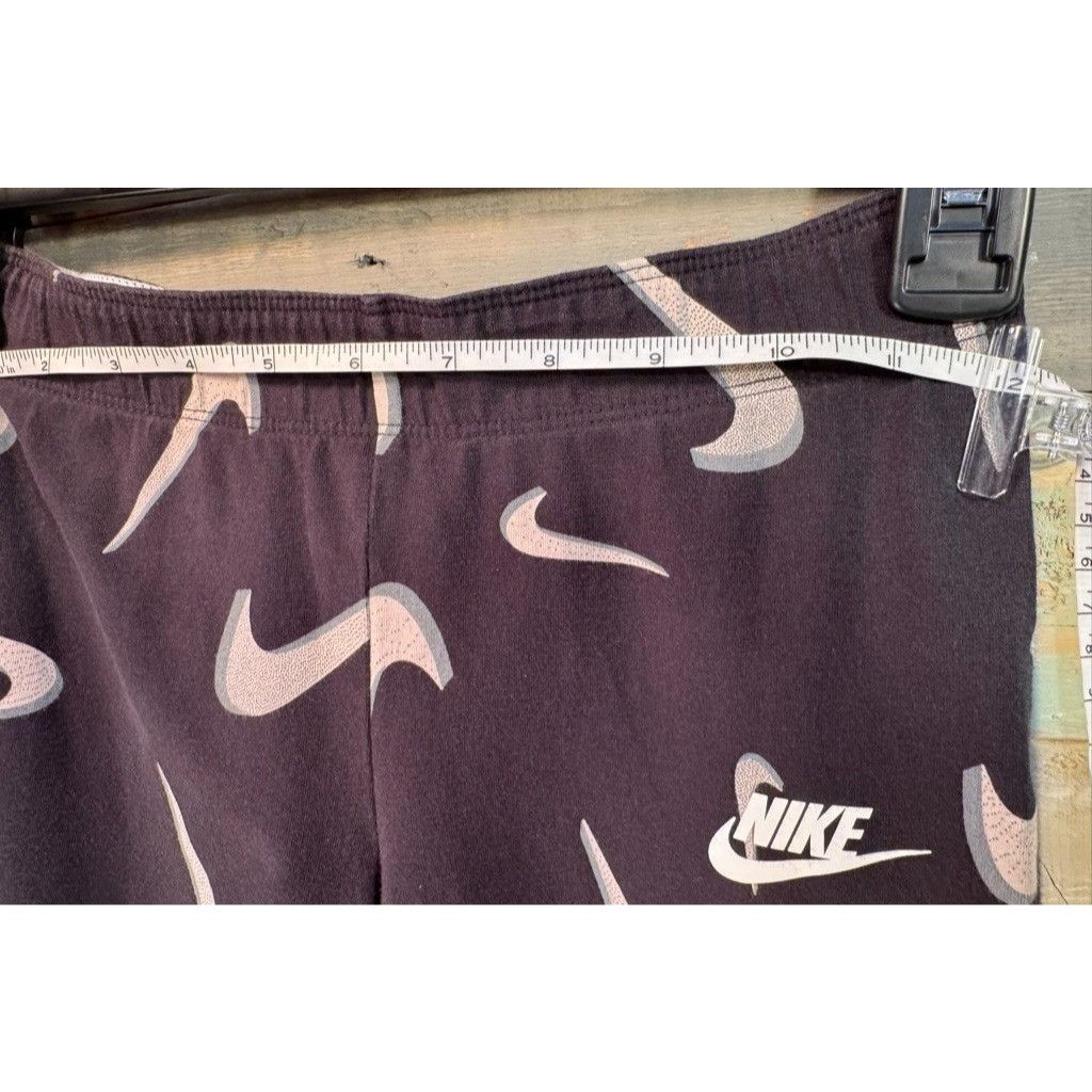 Nike Girl's NIKE Logo Swoosh Black Capri Leggings LARGE Used Size 22" - 5 Thumbnail