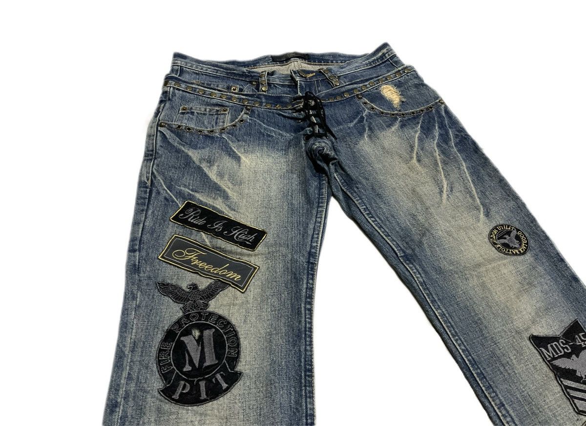 If Six Was Nine Midas Double Waist Lace Up Flared Denim Patchwork Size US 32 / EU 48 - 3 Thumbnail