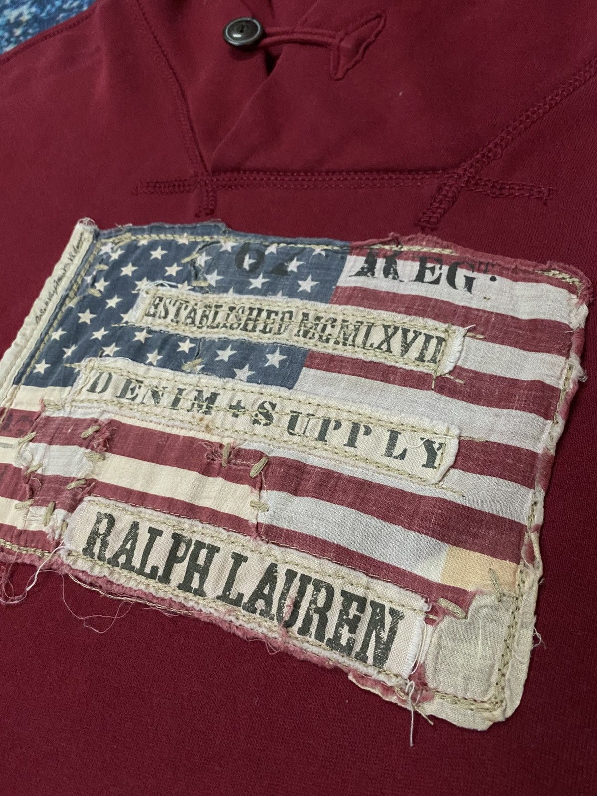Denim & Supply Ralph Lauren × Polo Ralph Lauren × Vintage 90s polo Ralph Lauren denim supply khaki Hoodie flag patch Size US L / EU 52-54 / 3 - 4 Thumbnail