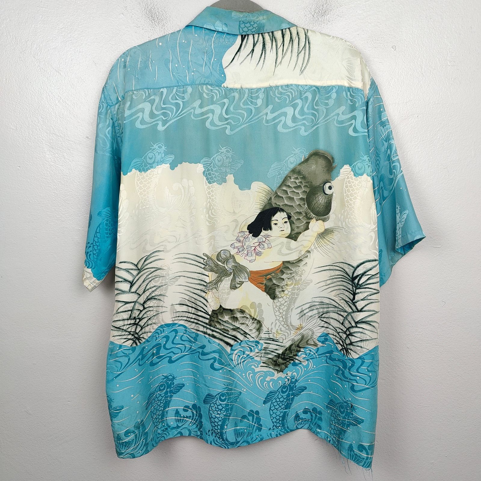 Other Vintage Orient Express Silk Hawaiian Shirt Mens XL Blue Koi Size US XL / EU 56 / 4 - 7 Thumbnail
