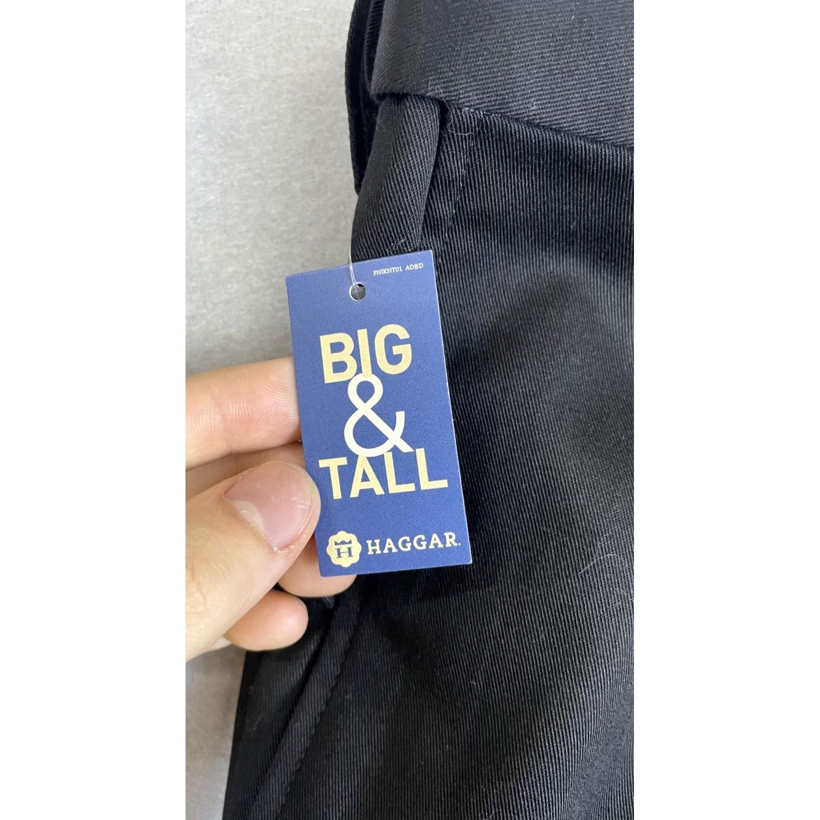 Haggar Haggar Pants Mens 48x30 Black Premium No Iron Khaki Classic Fit Pleated Big Tall Pants Mens 48 Big & Tall Black Knots? Size US 32 / EU 48 - 2 Thumbnail