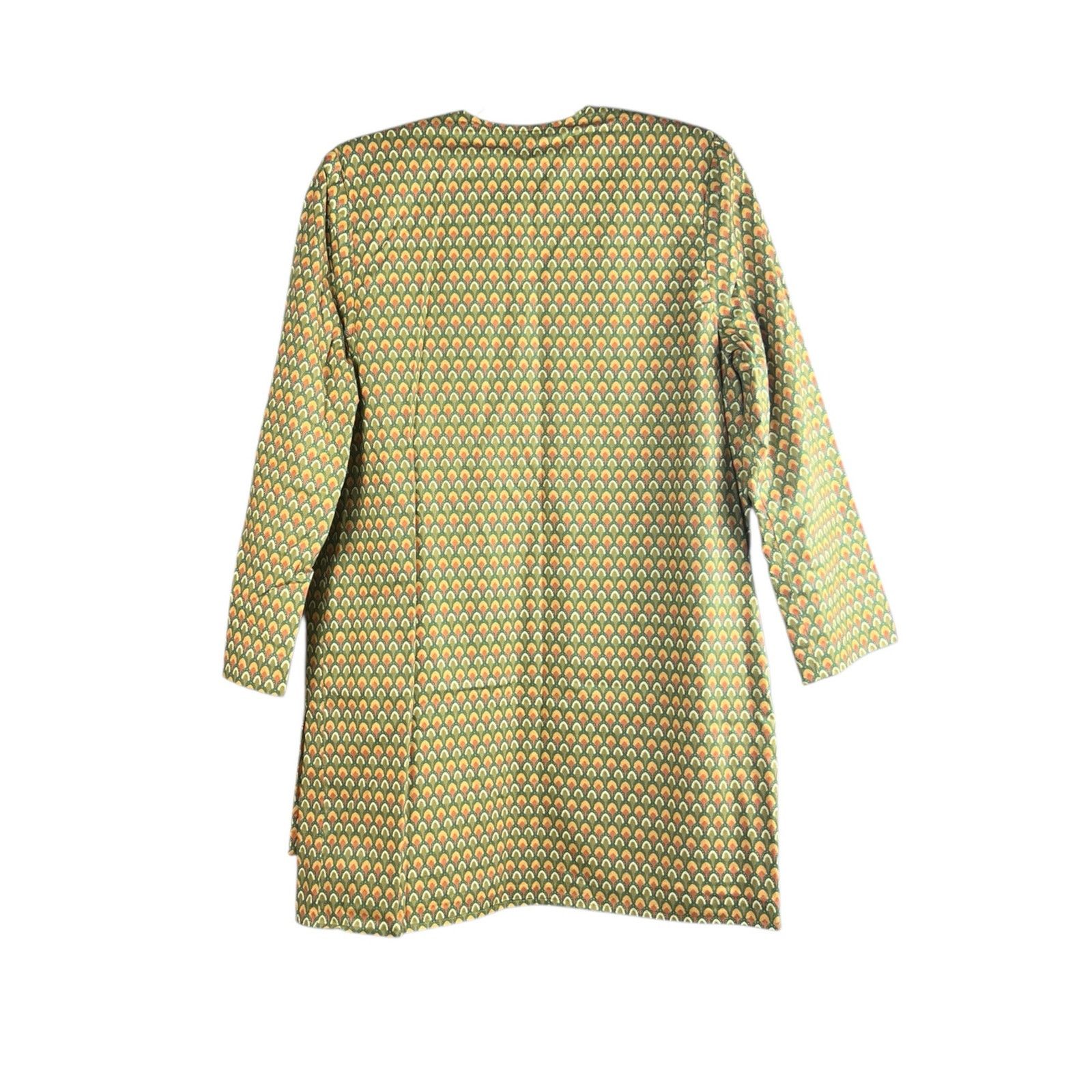 Other Vintage Open Front Geometric Print Blazer Overcoat Green Size ONE SIZE - 4 Thumbnail