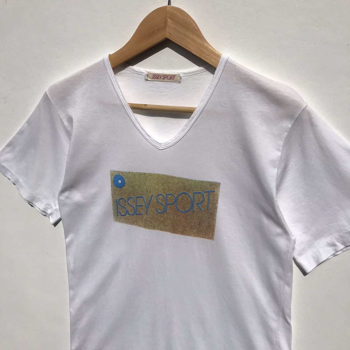 Issey Miyake Vintage 80s Issey Sport V-Neck Tee Spellout Issey Miyake Size US S / EU 44-46 / 1 - 6 Thumbnail