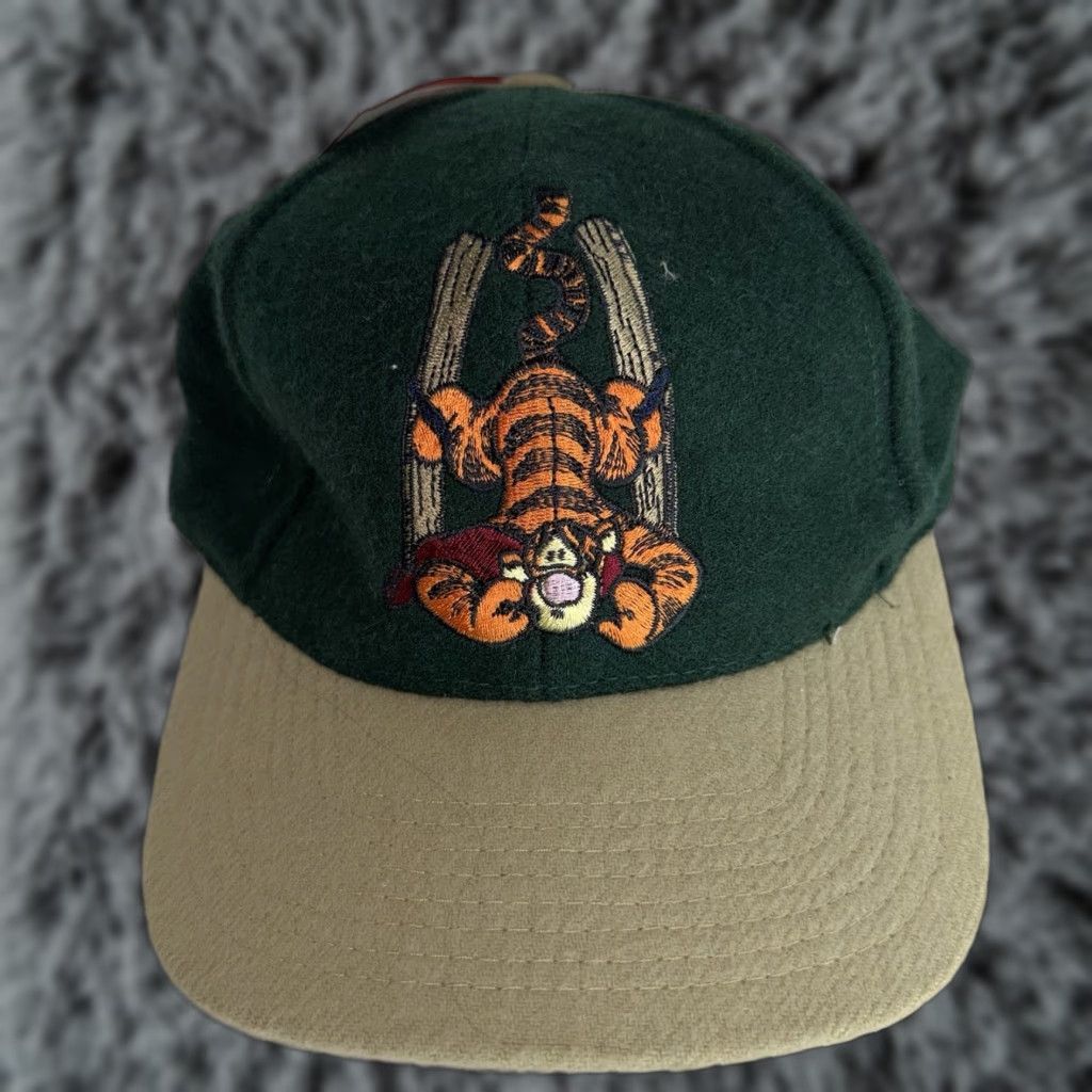 VINTAGE Disney Tigger Wool Blend Hat Cap Strap Back Green 90s New Men Baseball Cap Adjustable Toys Animals Cartoon Boys Mens