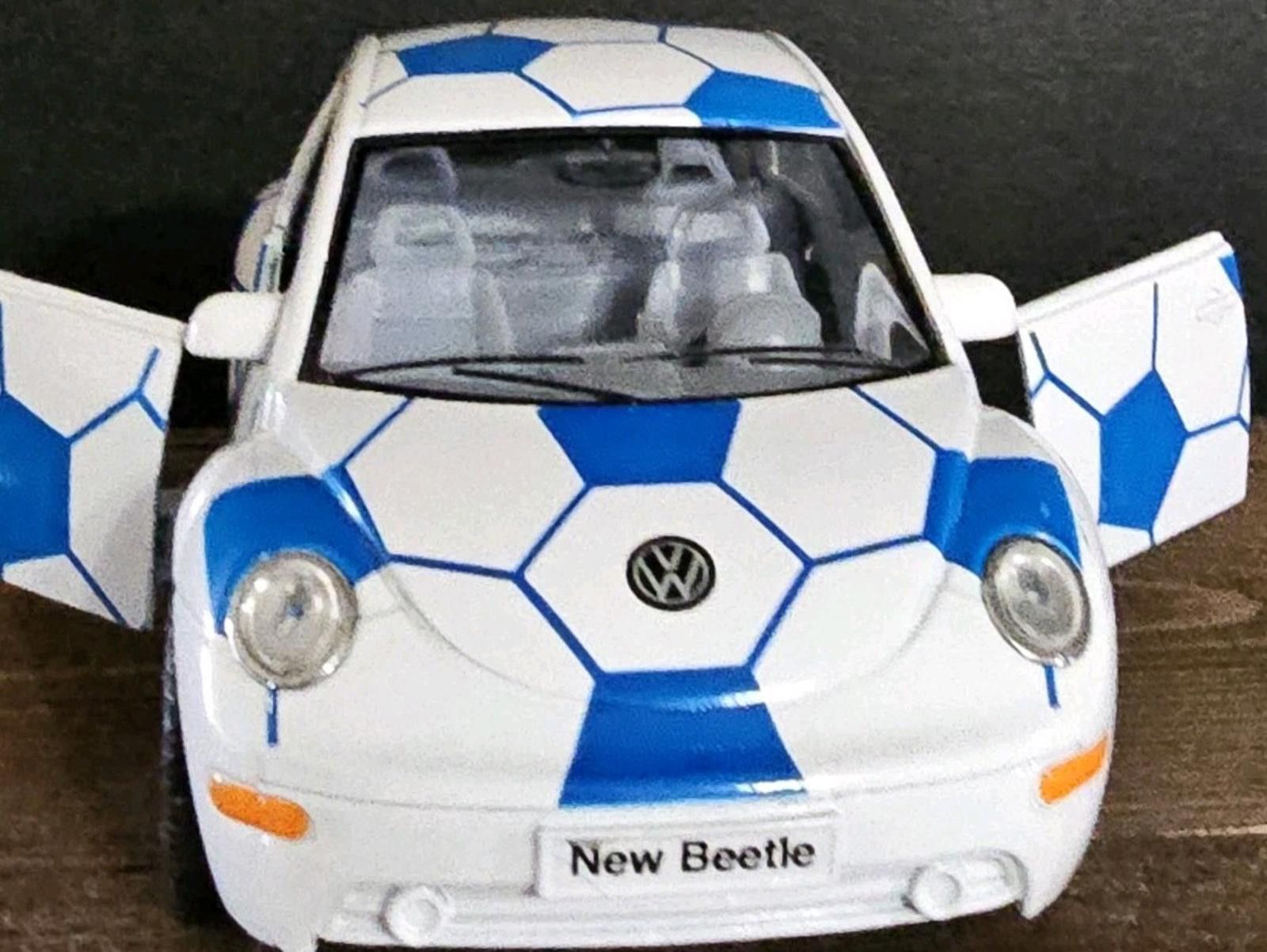 Designer Volkswagen New Beetle Car Blue White Soccer Pull-Back Motion Size ONE SIZE - 1 Thumbnail