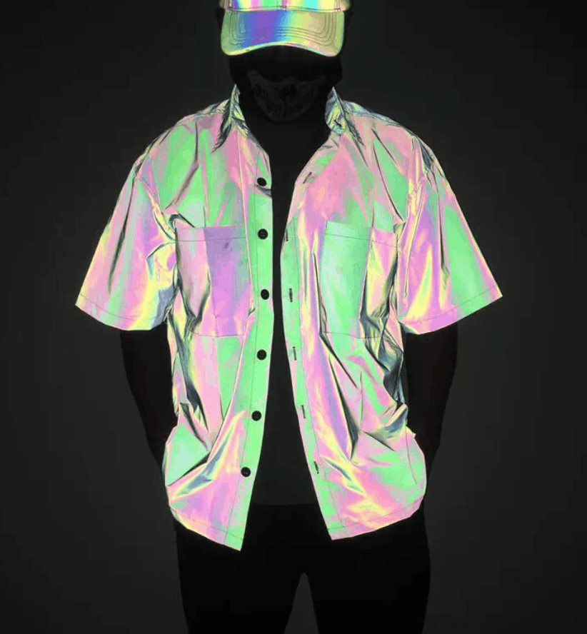 Designer Holographic Rainbow Reflective Mens Shirt Size US M / EU 48-50 / 2 - 3 Thumbnail