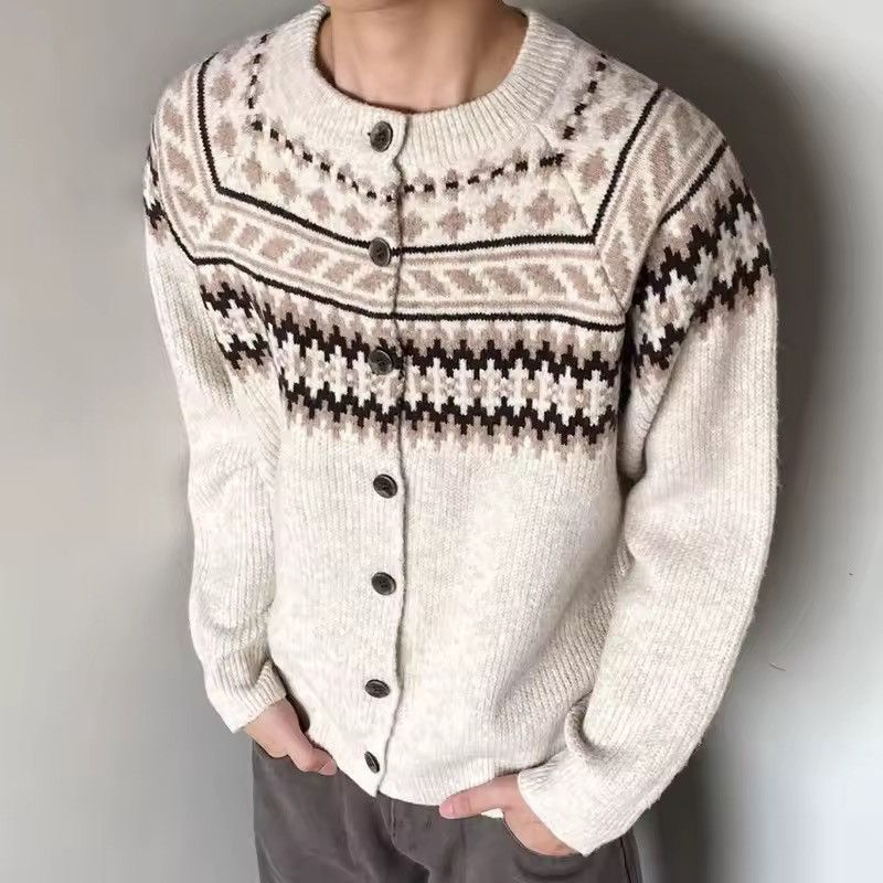 Other Knitted Vintage Retro Style Christmas Khaki Sweater Cardigan Size US M / EU 48-50 / 2 - 2 Thumbnail