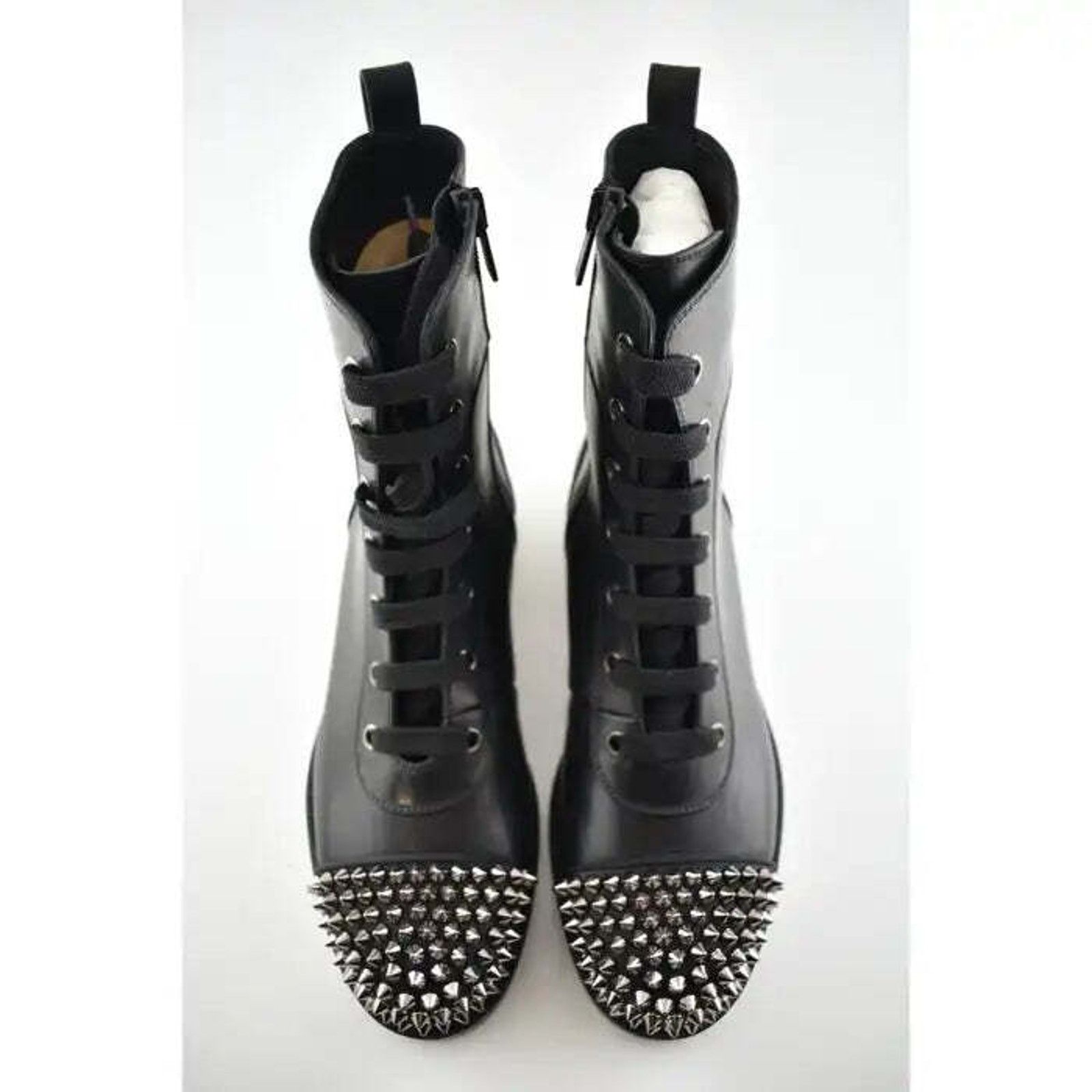 Christian Louboutin Christian Louboutin TS Croc Flat Black Calf Leather Spike Size US 6 / IT 36 - 8 Thumbnail