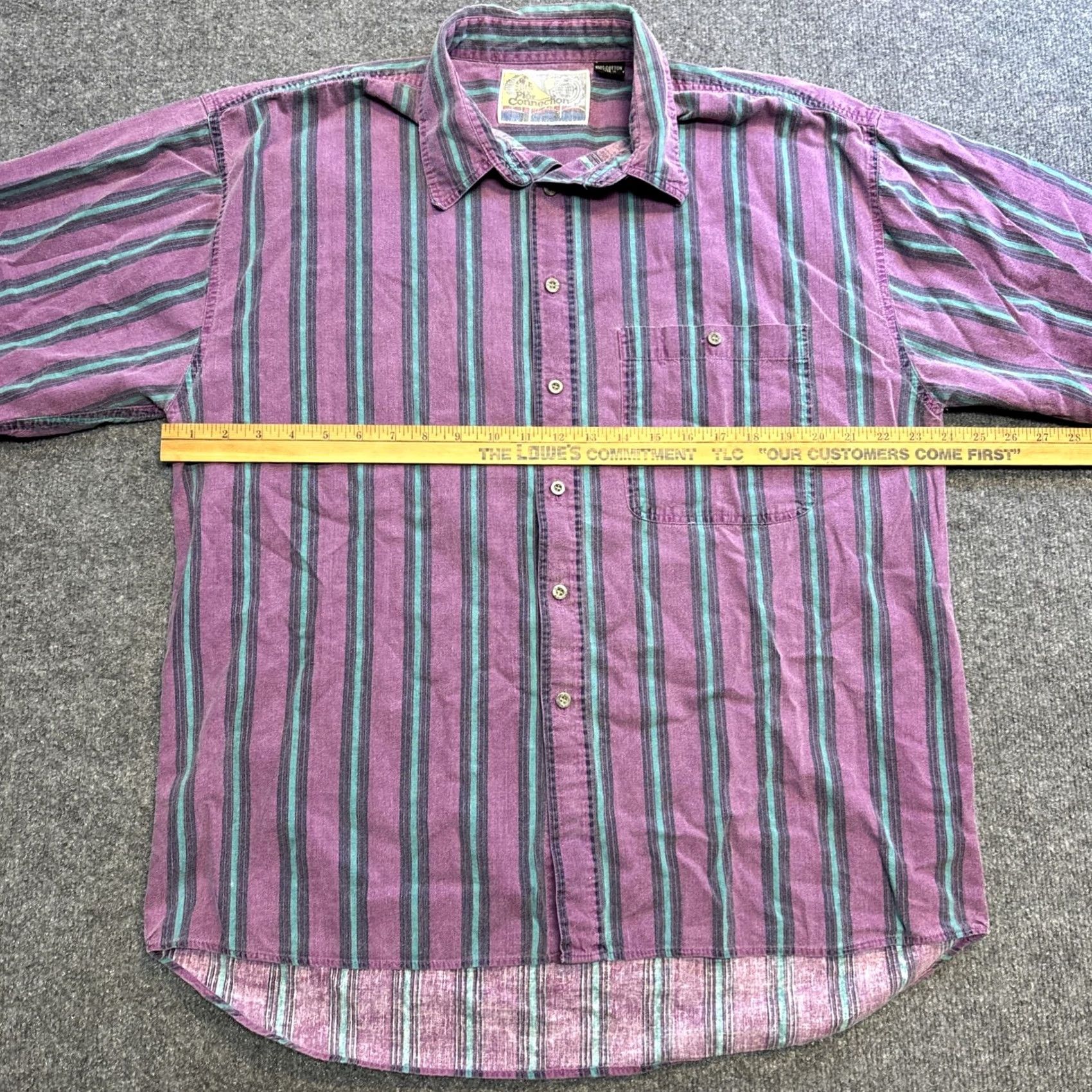 Vintage VINTAGE Pier Connection Button-Up Shirt Short Sleeve Men’s XL Stripe Cotton 90s Purple Size US XL / EU 56 / 4 - 4 Thumbnail