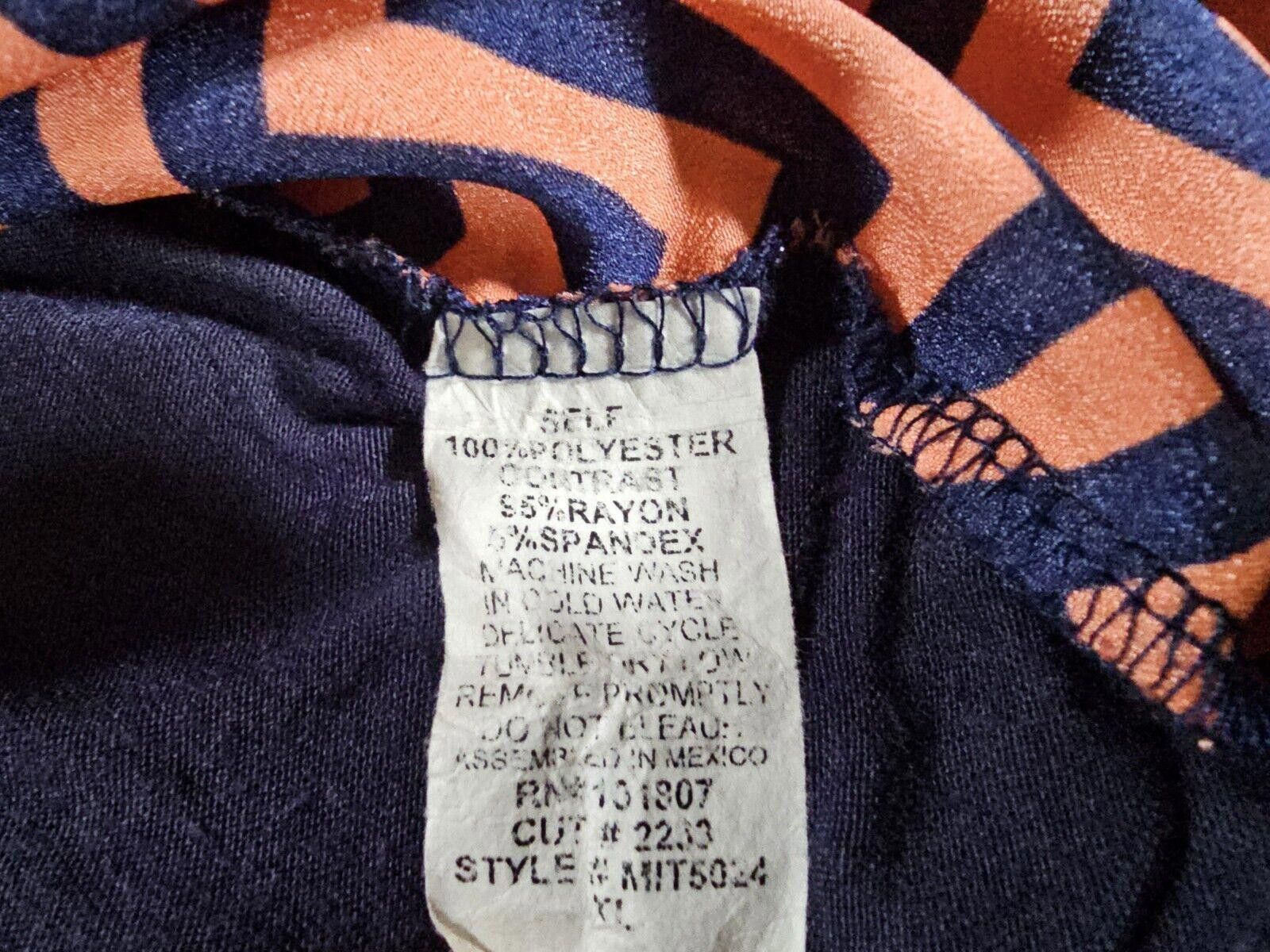 Designer Espresso Women's Top Size XL Orange Blue Striped Size XL / US 12-14 / IT 48-50 - 4 Thumbnail