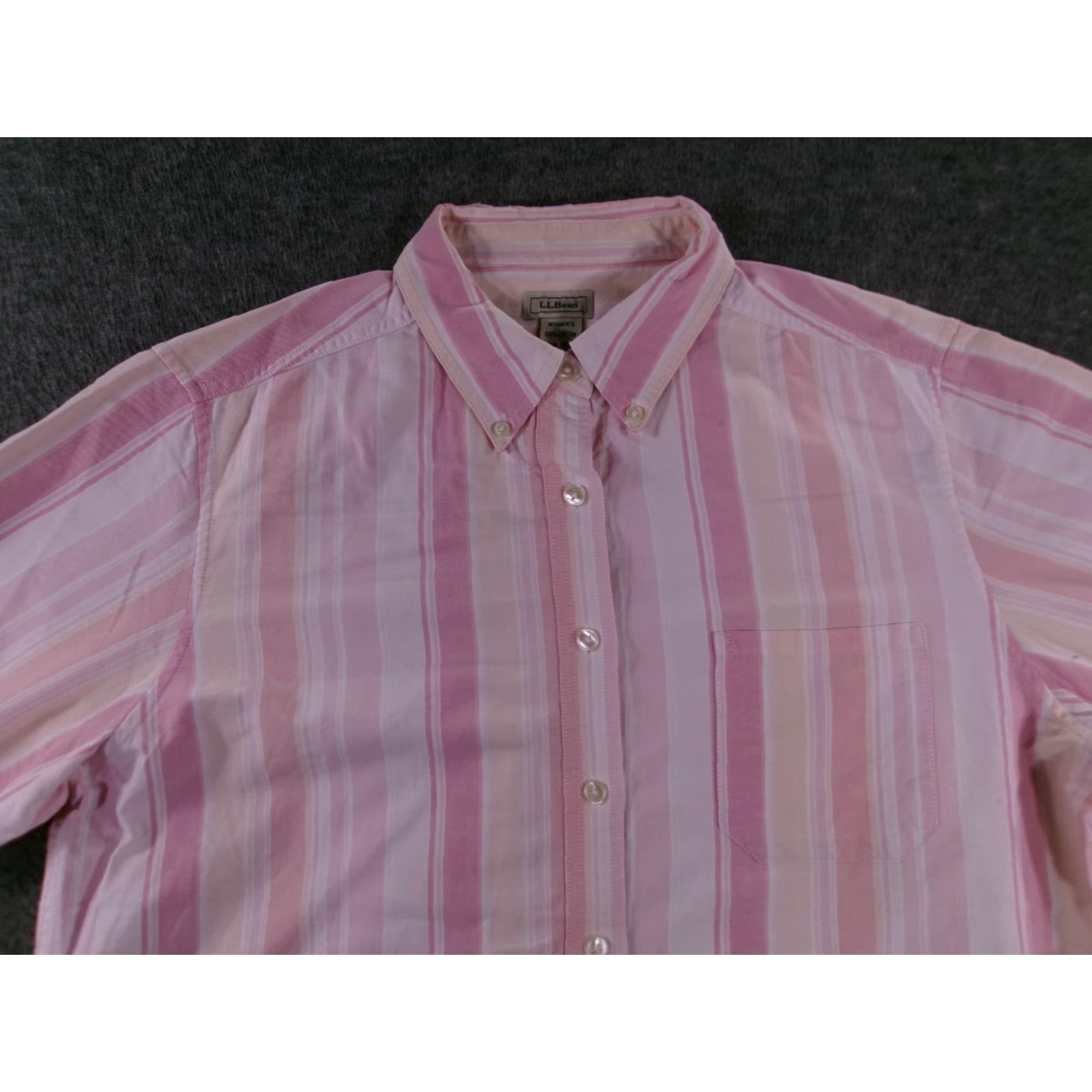 Vintage L.L. Bean Button-Up Shirt Women Large Pink Striped Casual Long Sleeve Collared Bas e Layer Beach Classic 80s 90s Outdoor Workwear Size L / US 10 / IT 46 - 2 Thumbnail
