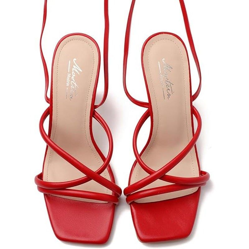 Other Mostrin Women's Size 9 Red Lace-Up Ankle Wrap Heels Size US 9 / IT 39 - 3 Thumbnail