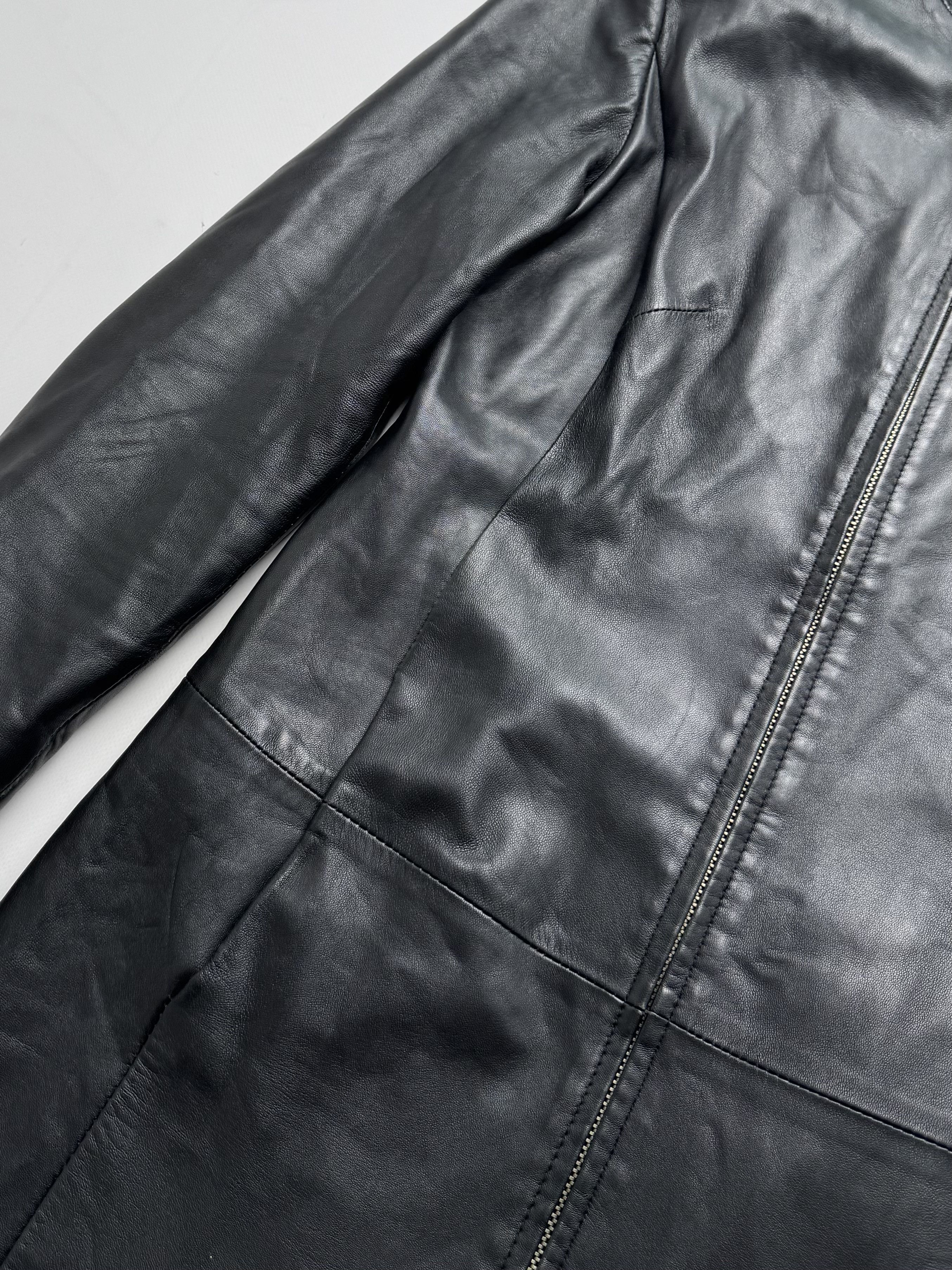 Vintage Vintage Long Leather Jacket On Zipper B8(V405)E2 Size M / US 6-8 / IT 42-44 - 4 Thumbnail