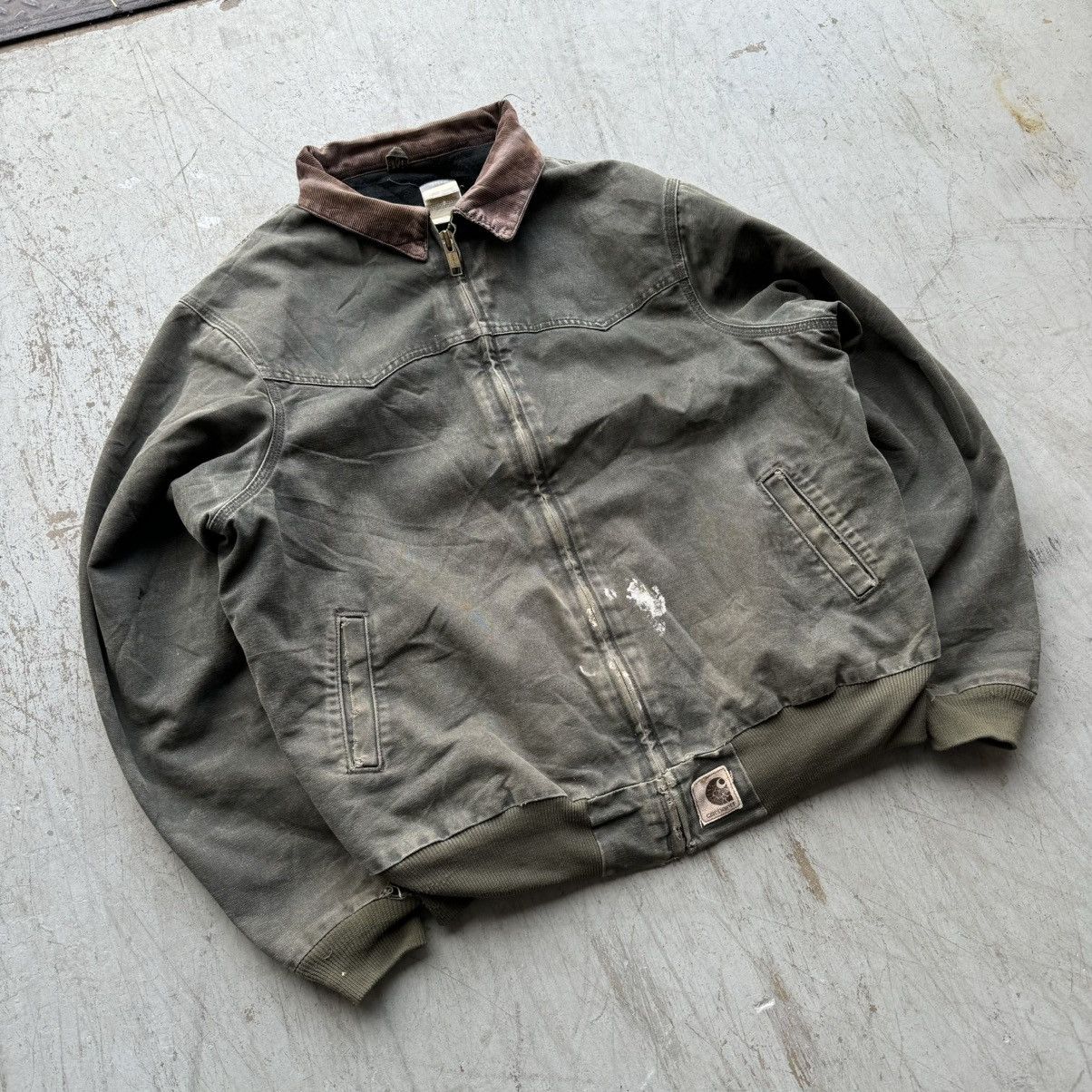 Carhartt × Vintage Vintage 90s Carhartt Santa Fe Green Faded Workwear Jacket Size US XL / EU 56 / 4 - 2 Thumbnail