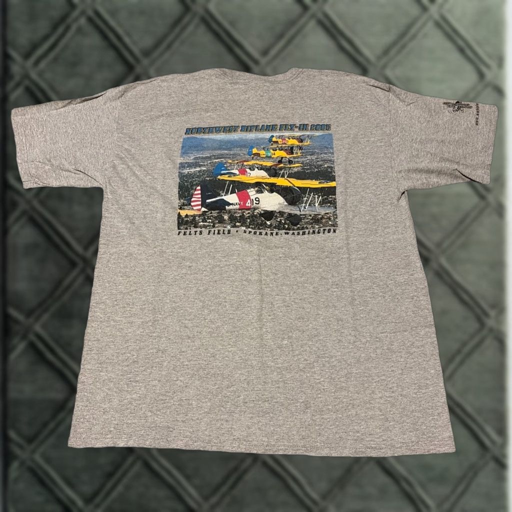 Gildan VINTAGE 2005 Biplane Airplane Grey Flying Rally Spokane Washington T-Shirt XL Size US XL / EU 56 / 4 - 1 Thumbnail
