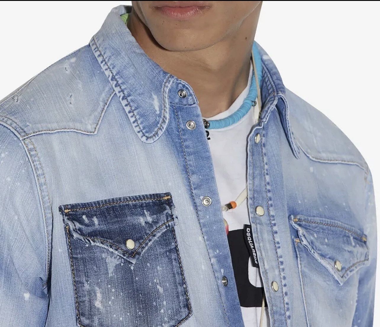 Dsquared2 DSQUARED2 Dsquared2 Light Wash Blue Bob Denim Shirt Size 48 Size US M / EU 48-50 / 2 - 10 Thumbnail