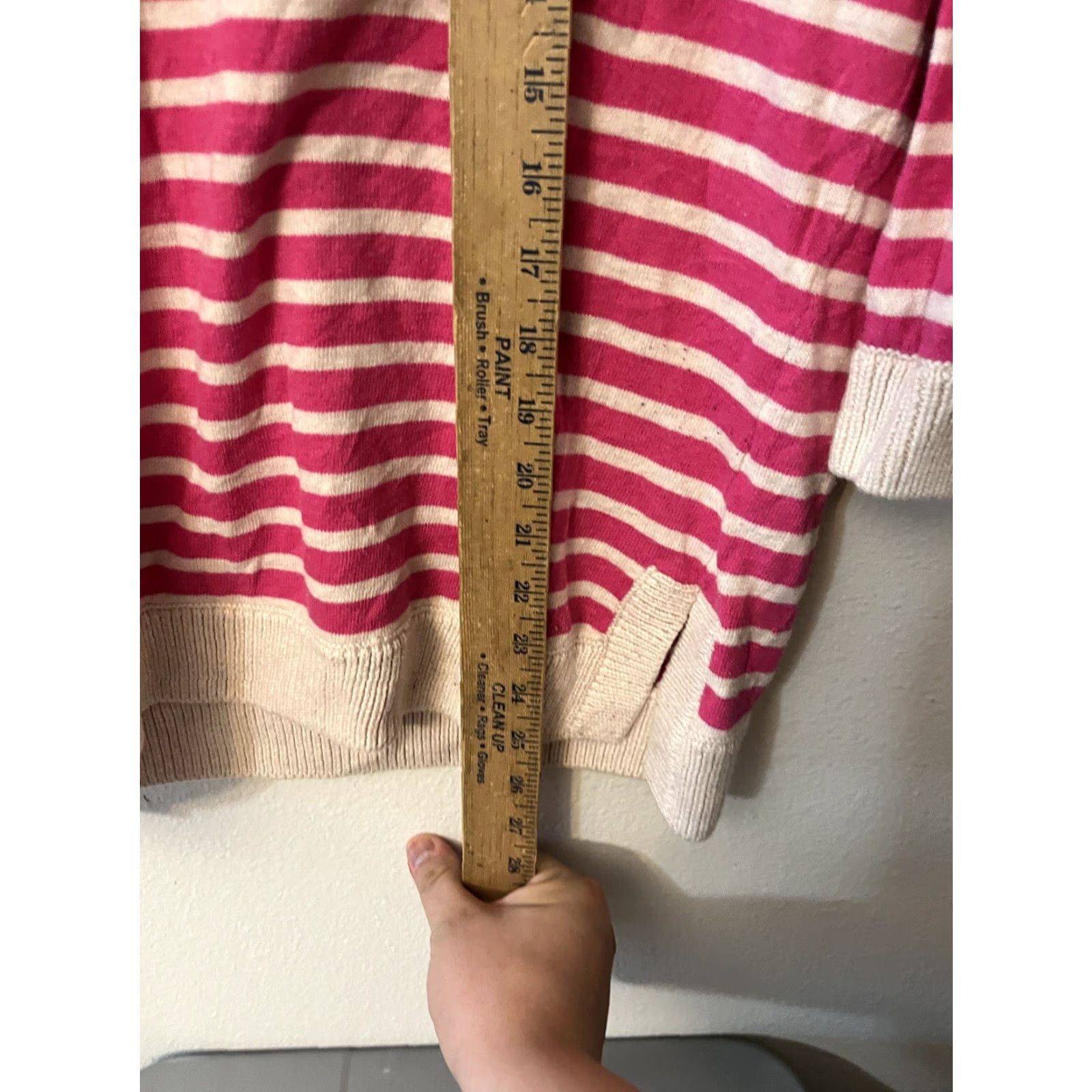 Gap Gap Sweater Woman’s 3/4 Sleeve Striped Pink Tan Large Pullover Size L / US 10 / IT 46 - 4 Thumbnail