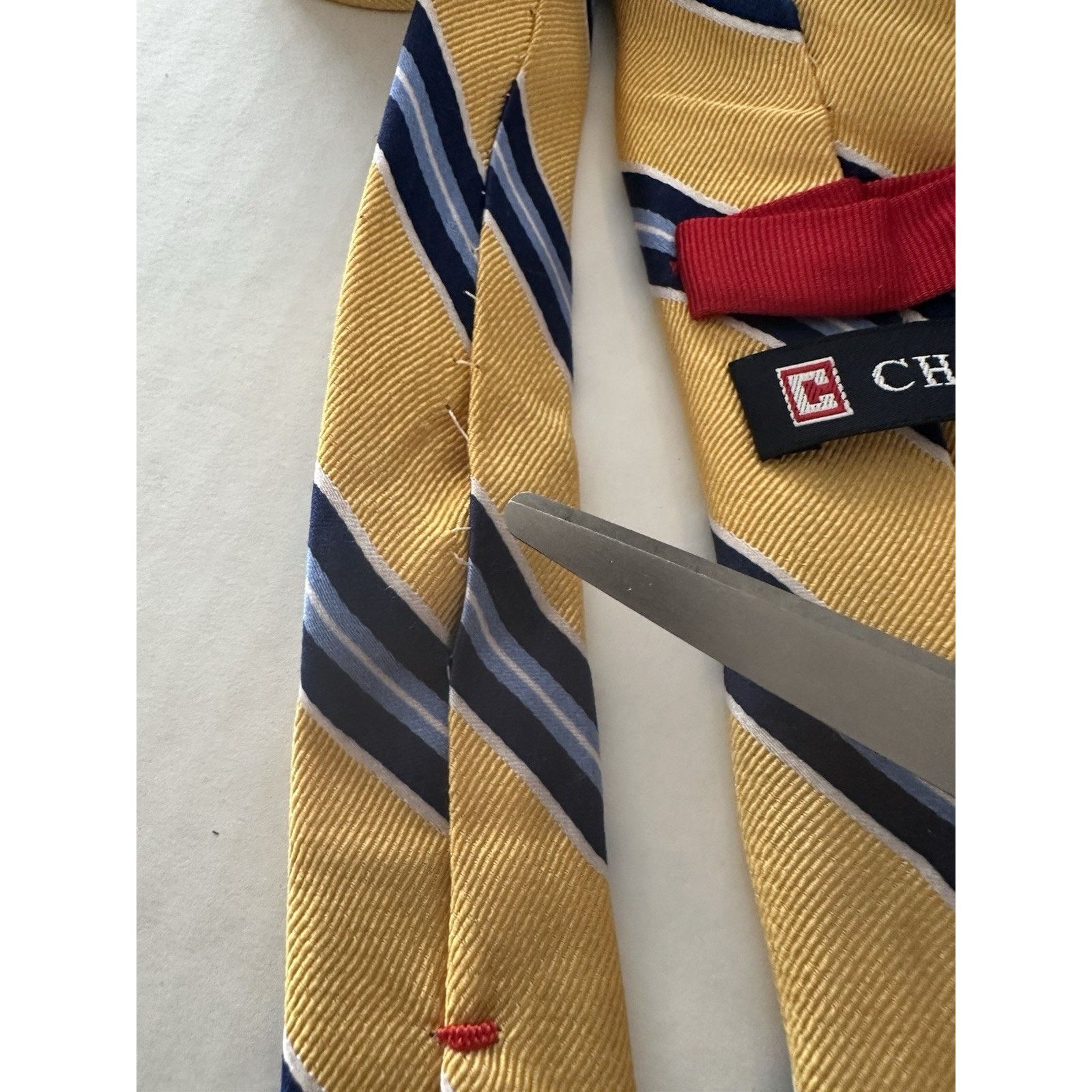 Chaps Chaps Ralph Lauren Tie 100% Silk Yellow/Blue Striped Preppy Size ONE SIZE - 7 Thumbnail