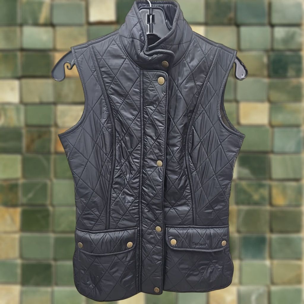 Barbour VINTAGE Barbour Women’s Betty Quilted Fleece Lined Vest Black Sz 4 Size S / US 4 / IT 40 - 1 Thumbnail