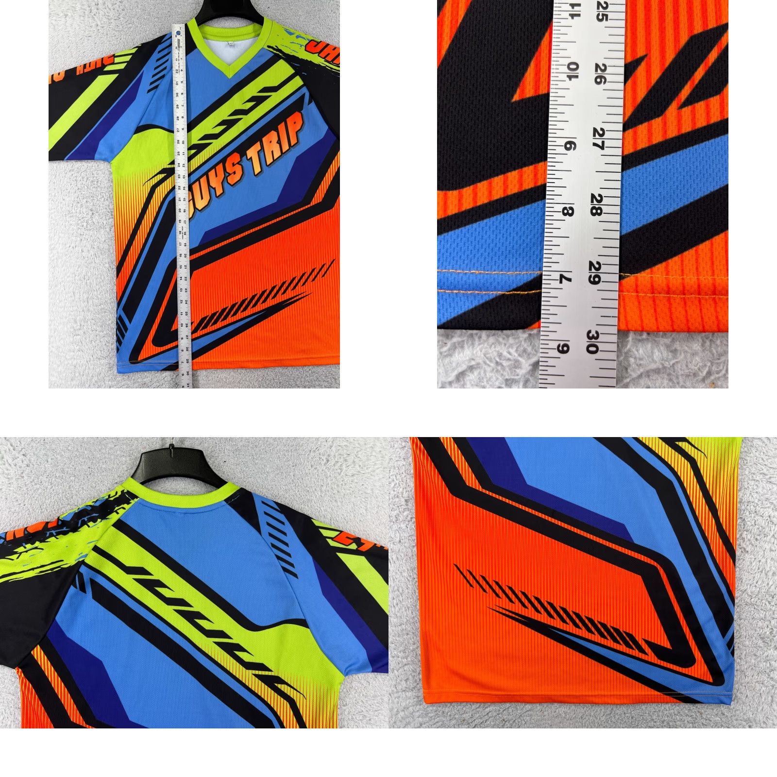 Vintage Guys Jersey Mens Large Blue Orange MX BMX Short Sleeve V-Neck Polyester Shirt Adult Large Orange Jersey logo Size US L / EU 52-54 / 3 - 9 Thumbnail