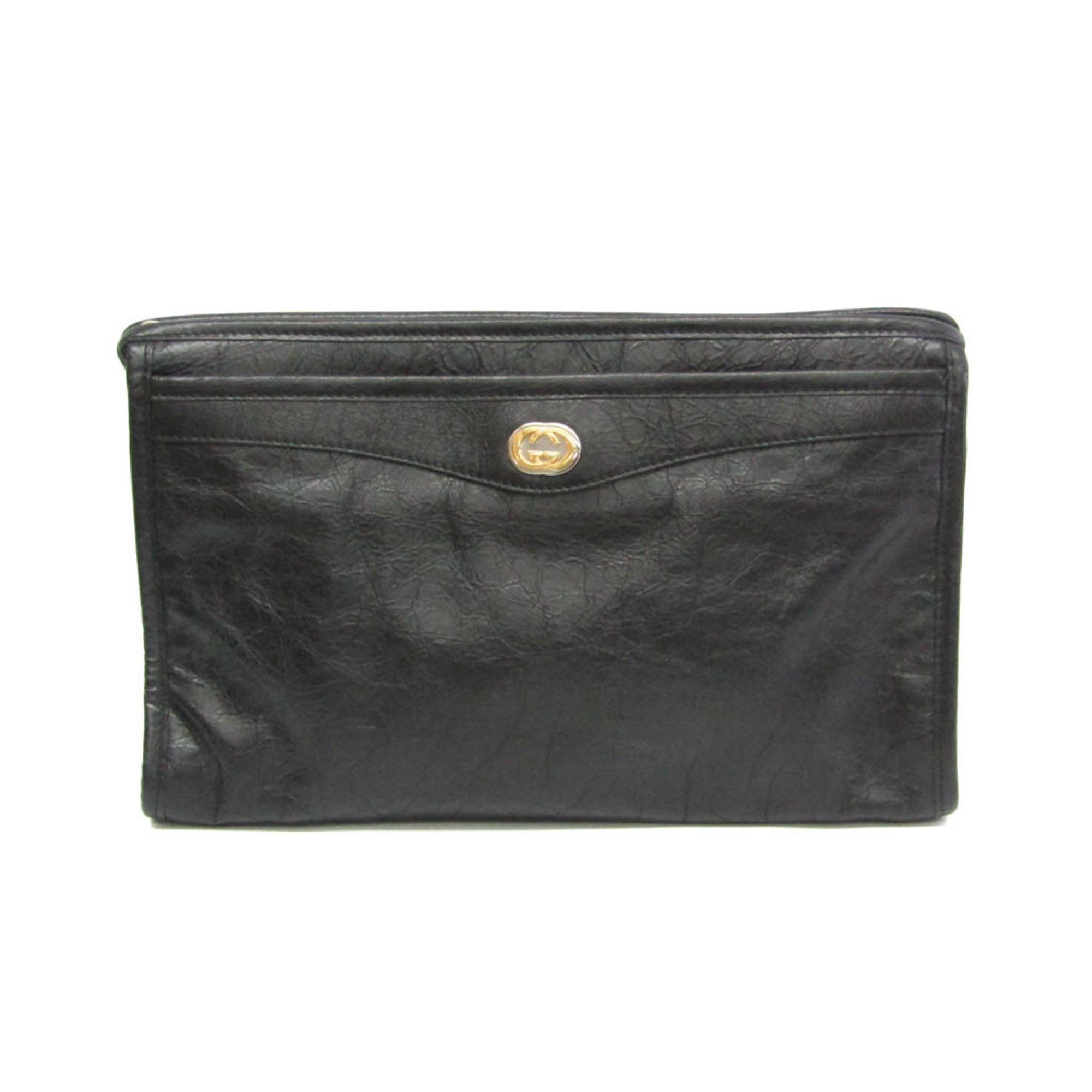 Gucci Gucci Interlocking 575991 Women,Men Leather Clutch Bag Black Size ONE SIZE - 1 Thumbnail