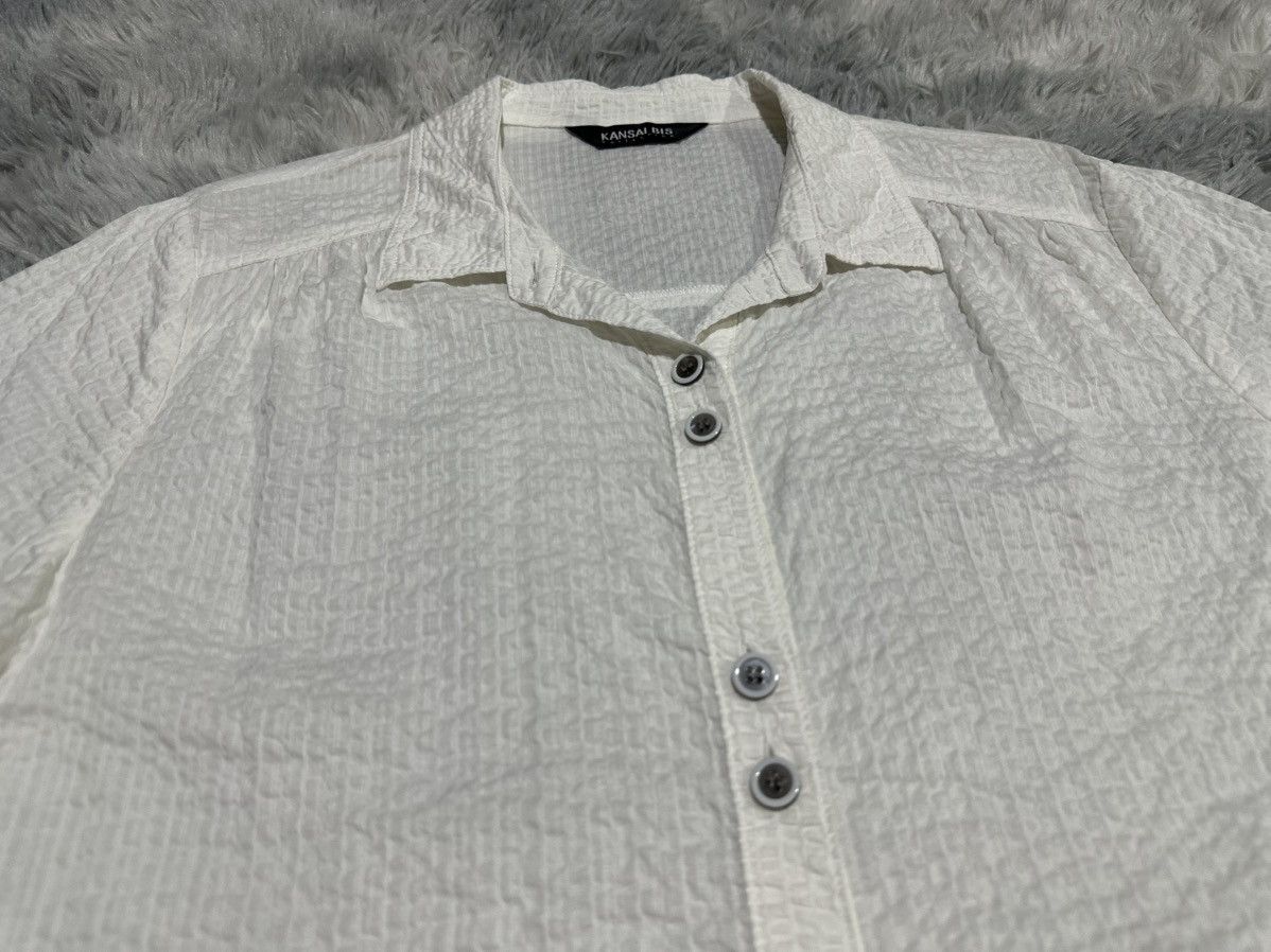 Japanese Brand 🔥Vintage Kansai Bis Seersucker Shirt Dress White Size US L / EU 52-54 / 3 - 3 Thumbnail