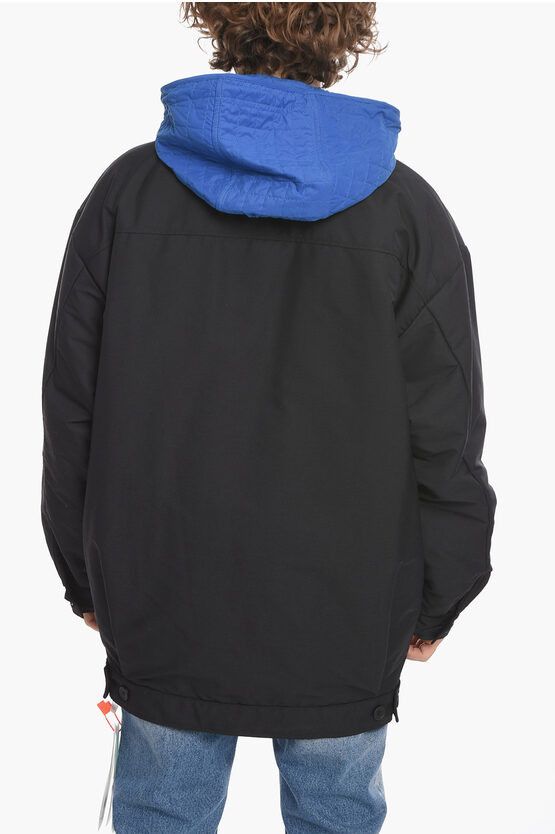 Off-White o1y0225 Logo Hooded Jacket in Black/Blue Size US M / EU 48-50 / 2 - 4 Thumbnail