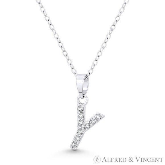 Other Initial "Y" CZ Crystal Pendant w/ Cable Chain Necklace Size ONE SIZE - 1 Preview