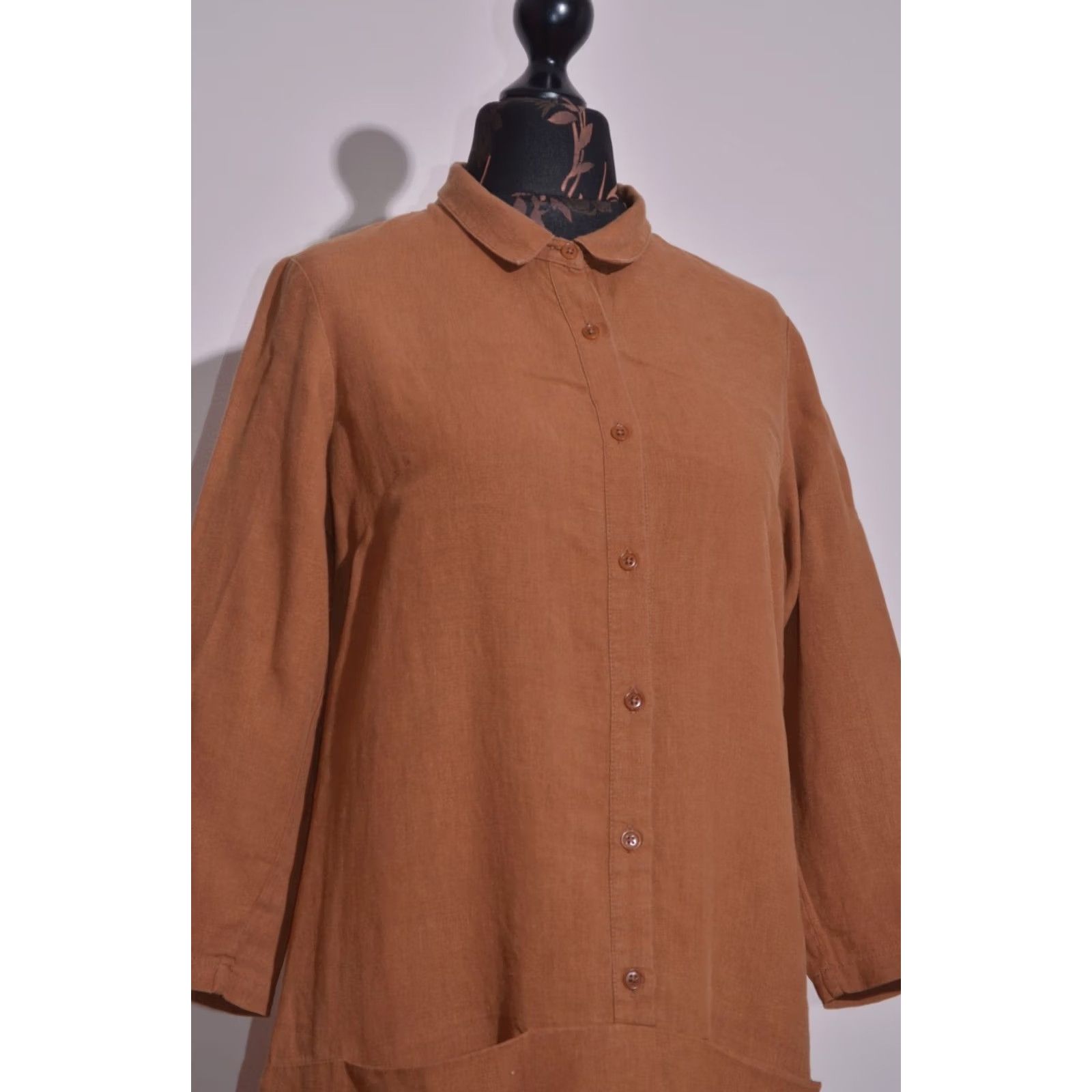 Vintage TOAST Shirt Dress 100% Linen Rust Brown Button Front Womens Size 10 Size L / US 10 / IT 46 - 2 Thumbnail
