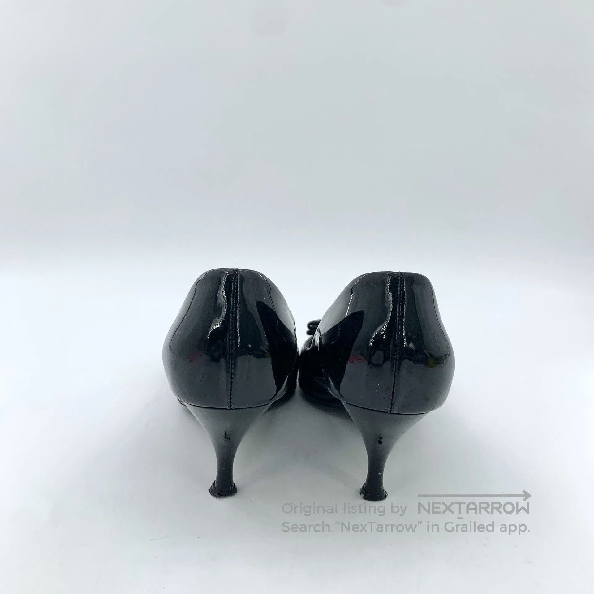 Salvatore Ferragamo Salvatore Ferragamo Black Patent Leather Bow Tie Peep Toe Size US 5 / IT 35 - 4 Thumbnail