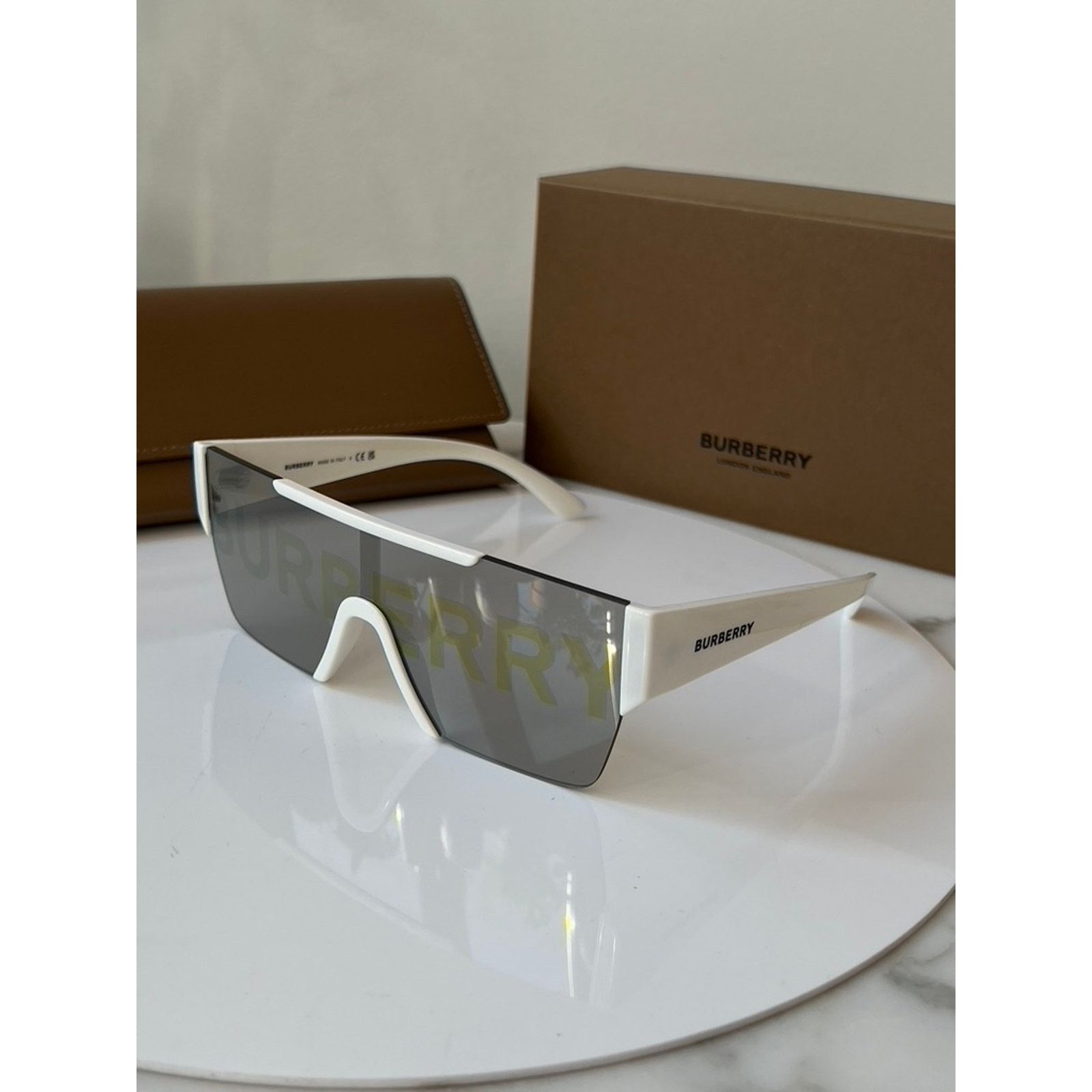 Burberry NEW Burberry BE4291 LOGO Shield Sunglasses in Mirror Lens Size ONE SIZE - 5 Thumbnail