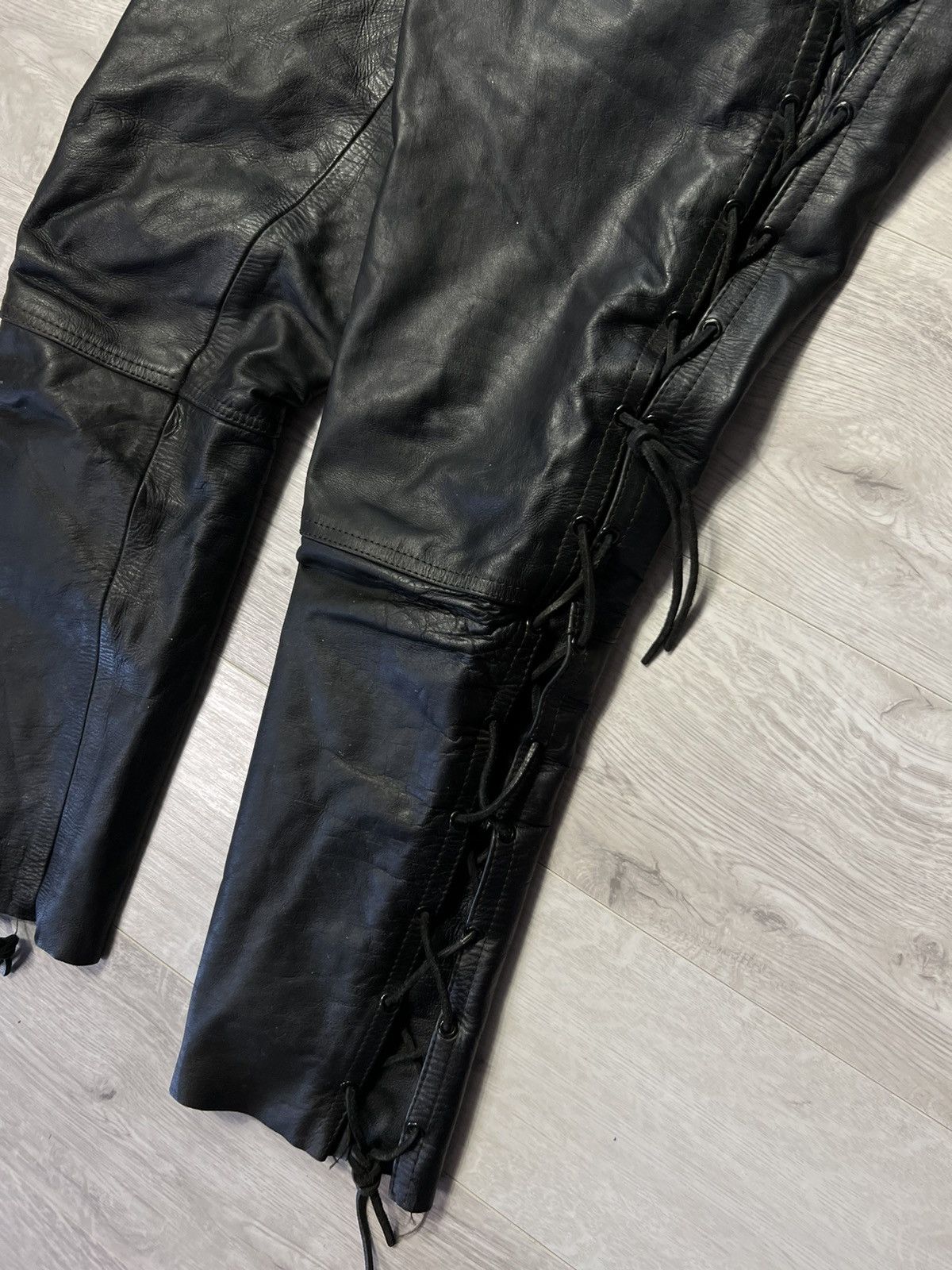 Genuine Leather Vintage Western Biker Leather Cowboy Bondage Pants Size M Size US 32 / EU 48 - 3 Thumbnail