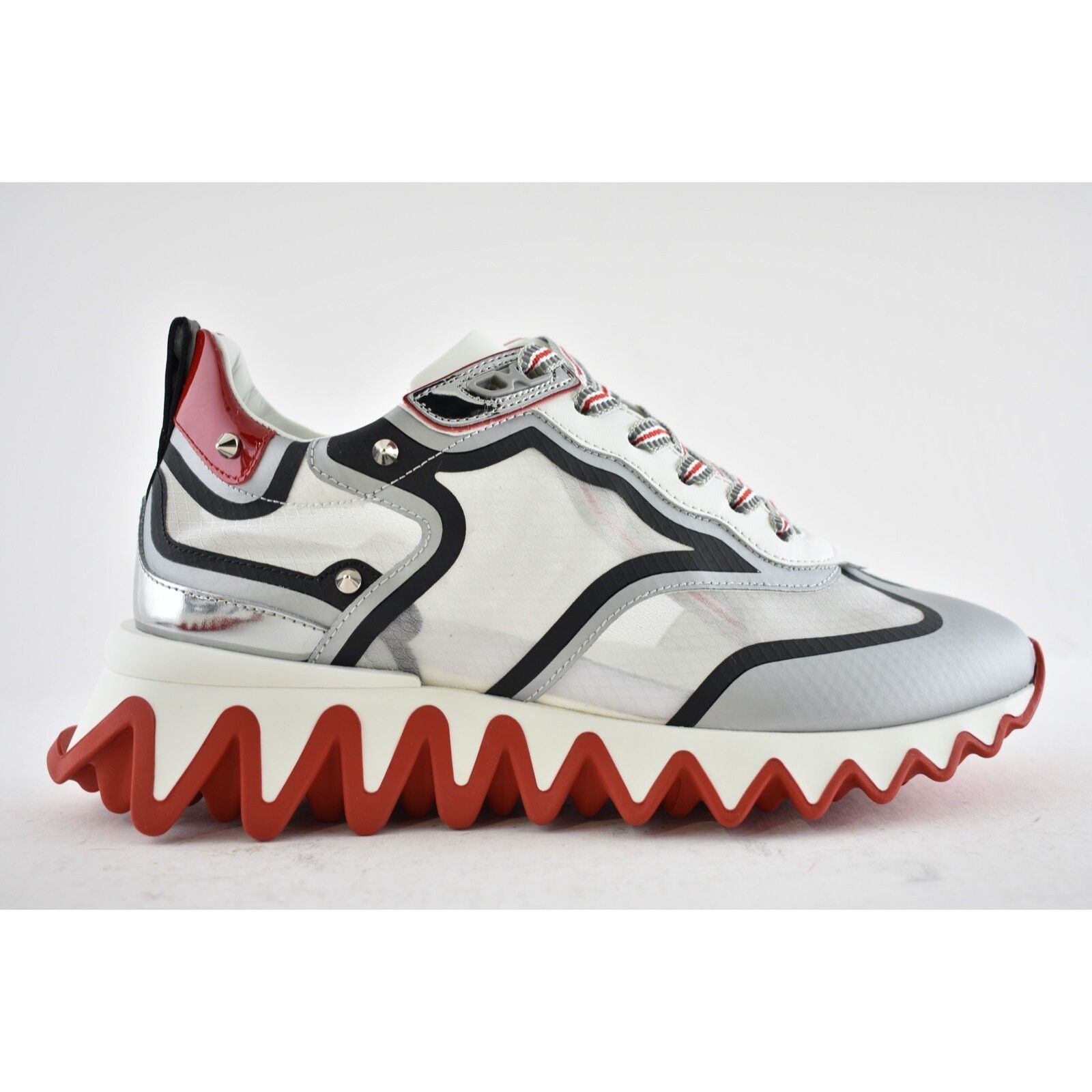 Christian Louboutin Sharkina Flat Silver Black Red Platform Low Top Sneaker 36.5 Size US 6.5 / IT 36.5 - 2 Thumbnail