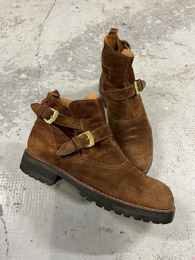 Vintage 2000s Versace Brown Suede Leather Boots Size US 8 / EU 41 - 3 Thumbnail