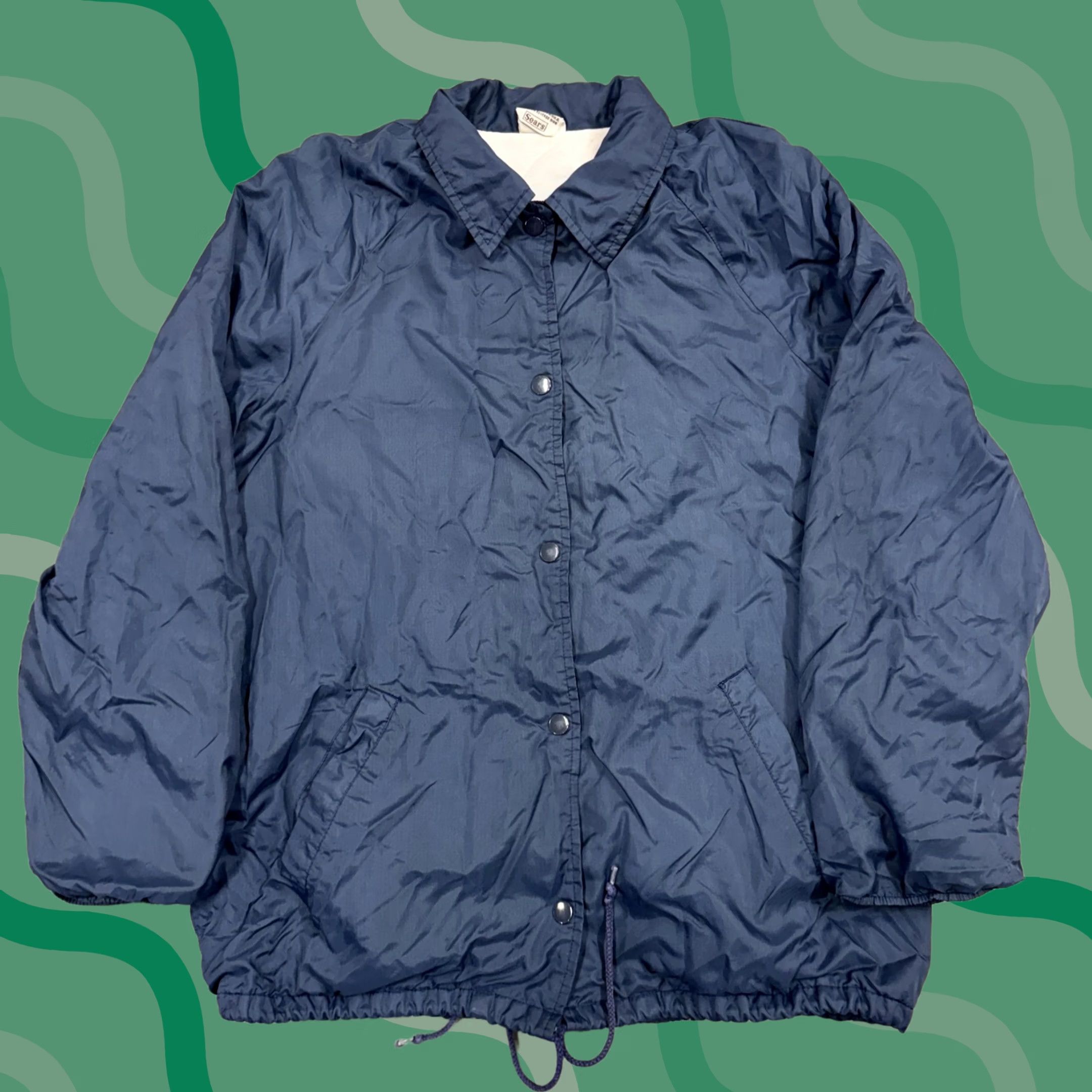 Sears Sears Coaches Jacket Mens L Blue Nylon Lined Snap Front Windbreaker Size US L / EU 52-54 / 3 - 1 Thumbnail