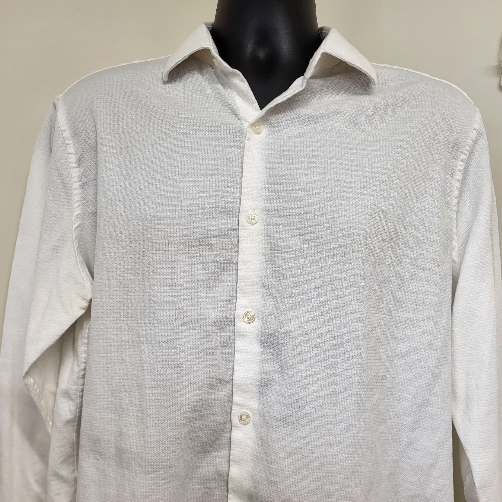 Perry Ellis Perry Ellis Portfolio Shirt Men’s XL/17 Long Sleeve White Slim Fit Button Down Mens Shirt Slim Fit White Button-Down Casual Business Size US XL / EU 56 / 4 - 4 Thumbnail