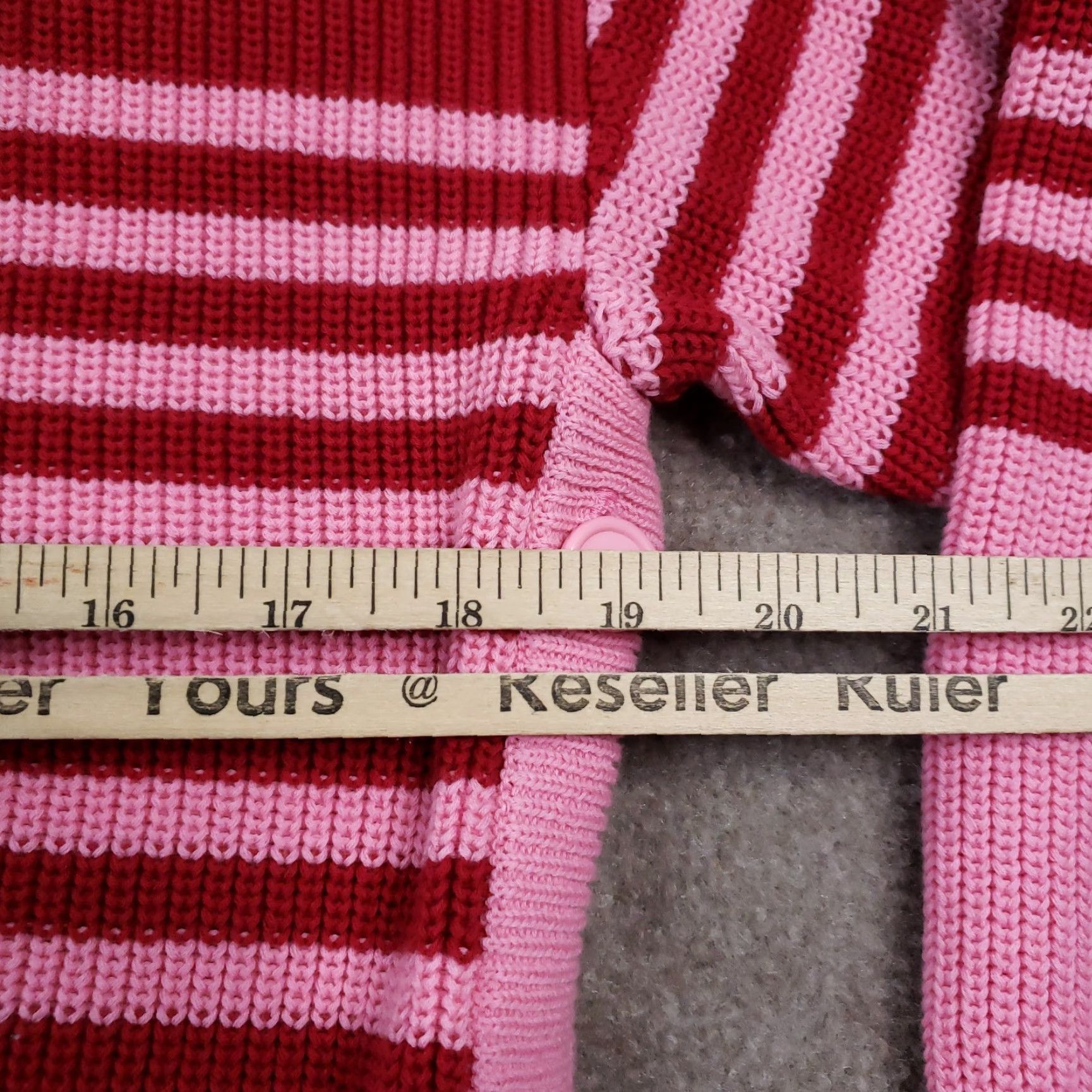 Vintage Sundays Sweater Womens Sz Small Red Pink Knit Striped Button Comfort Casual Size S / US 4 / IT 40 - 3 Thumbnail