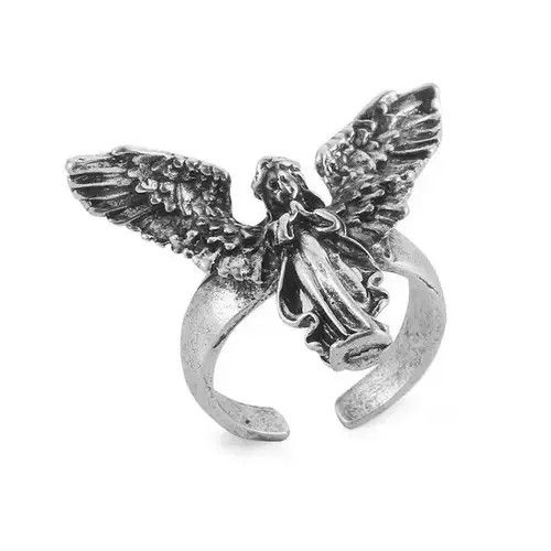 Other Distressed Angel Silver Color Ring Size ONE SIZE - 2 Thumbnail